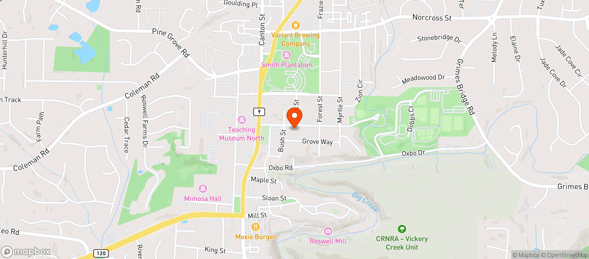 Map showing Oak Street Bottle Shop