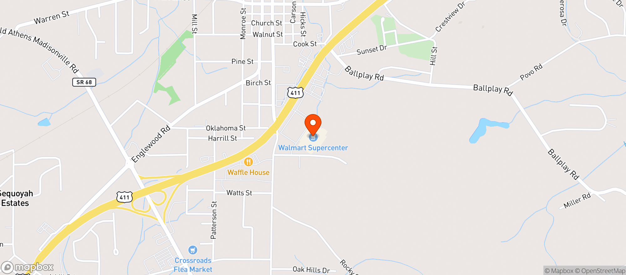 Map showing Walmart Superstore