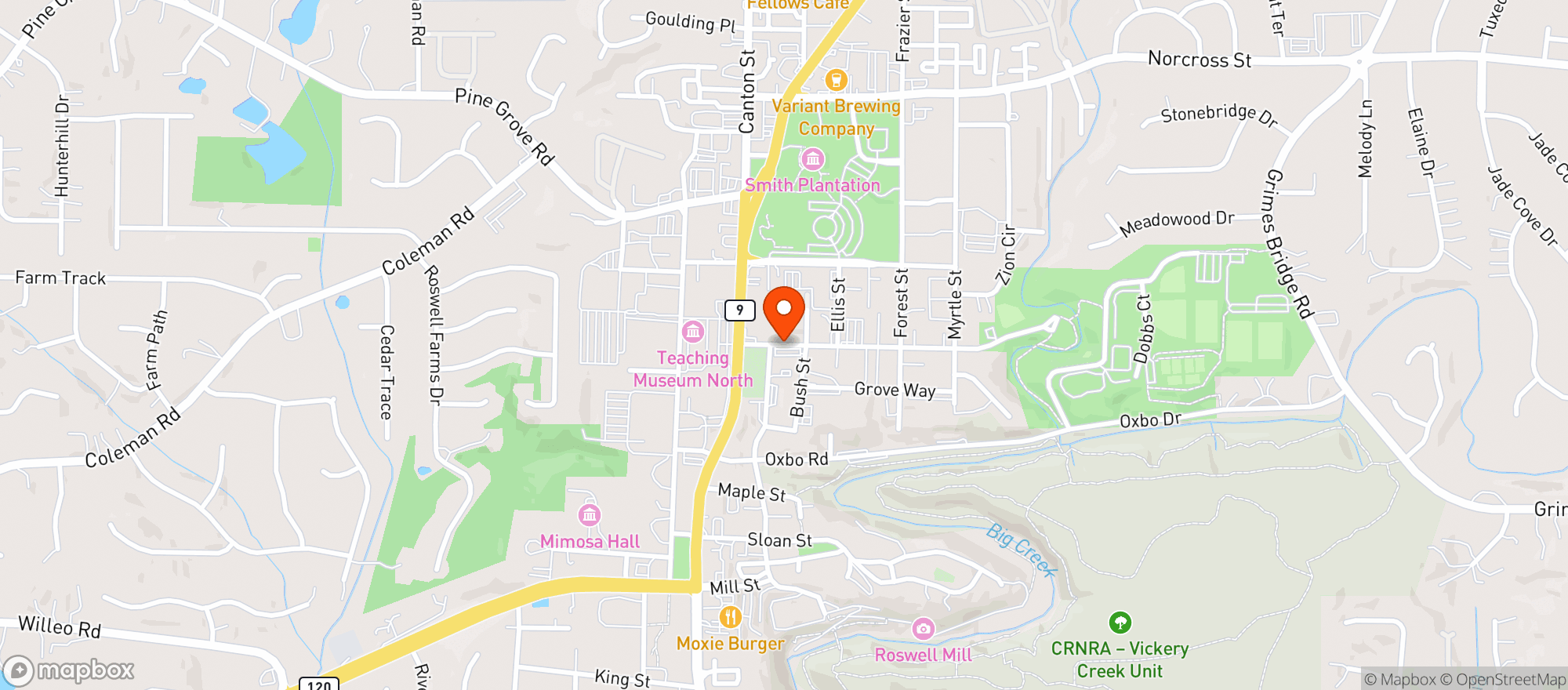 Map showing Arepa Grill Kitchen & Wine