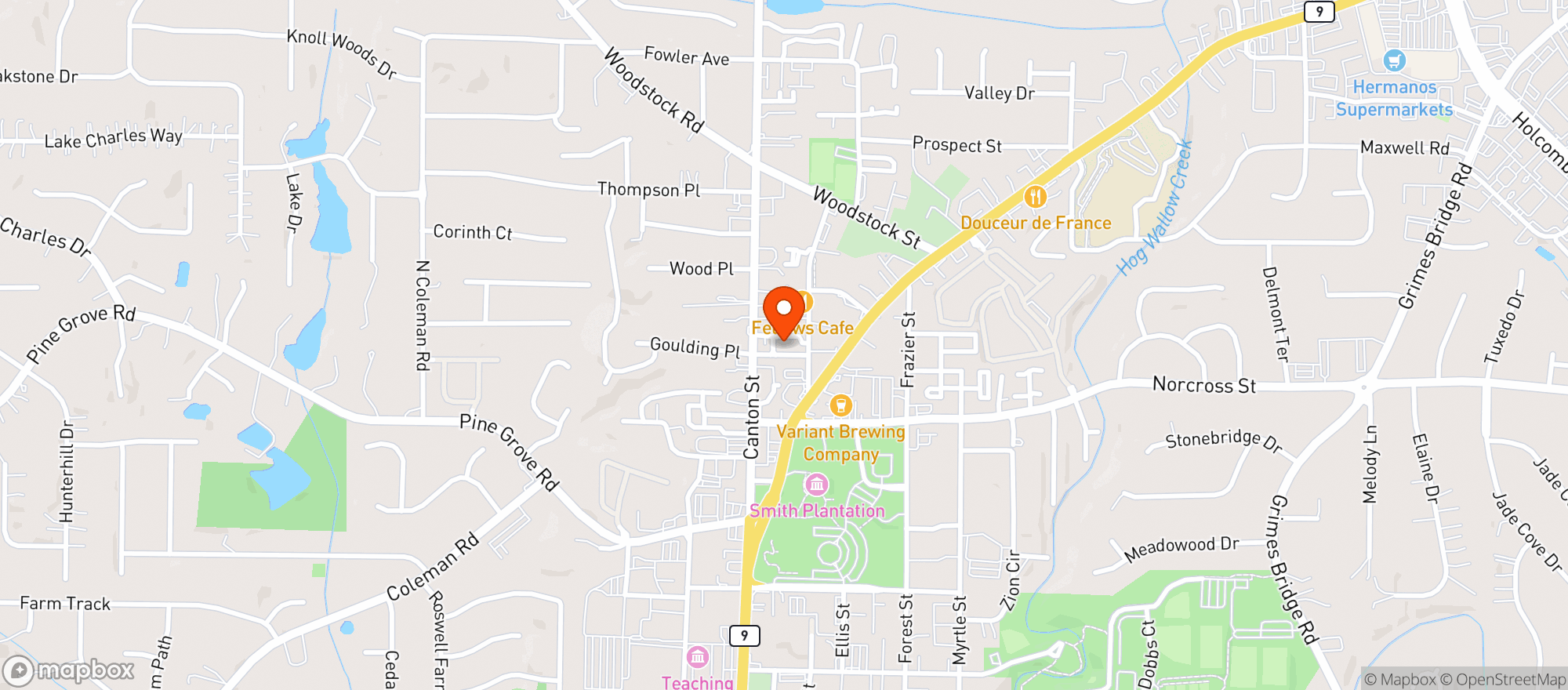 Map showing Plum Street Cafe