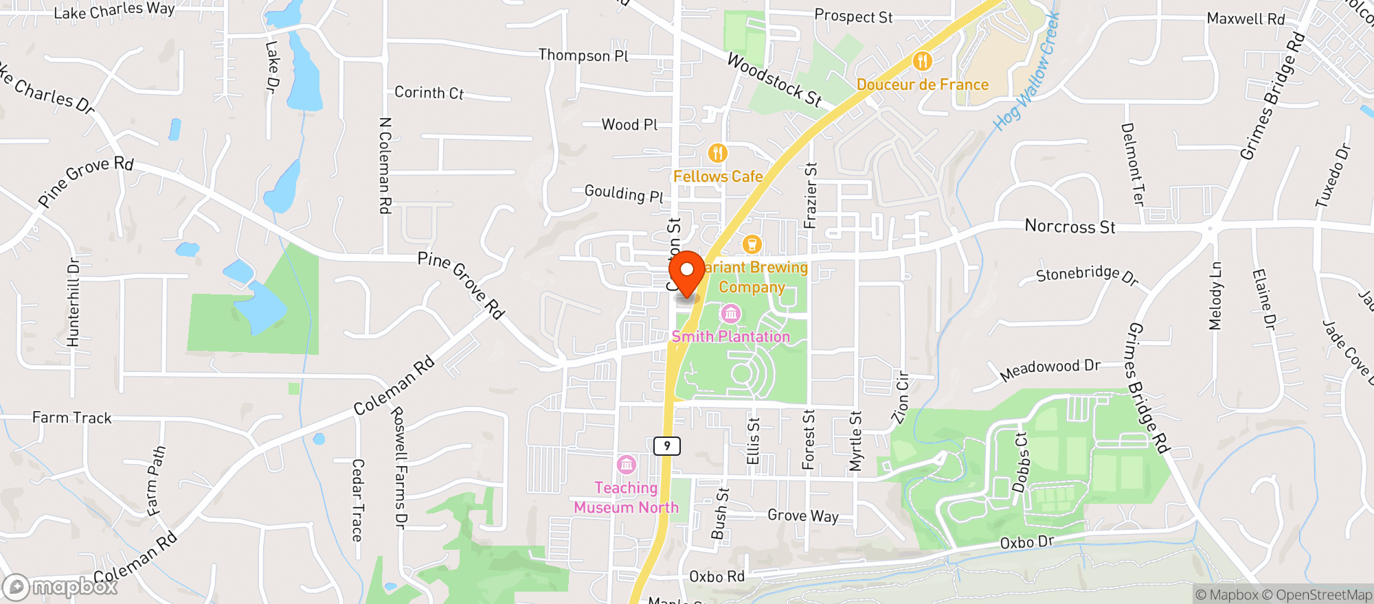 Map showing Canton St Social