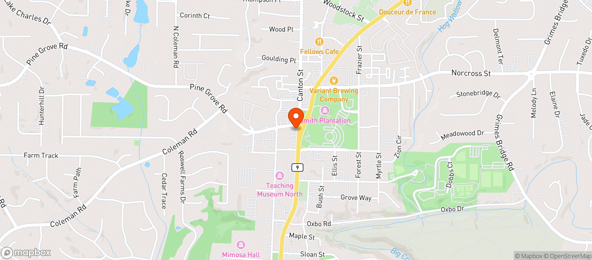 Map showing Roswell Shell