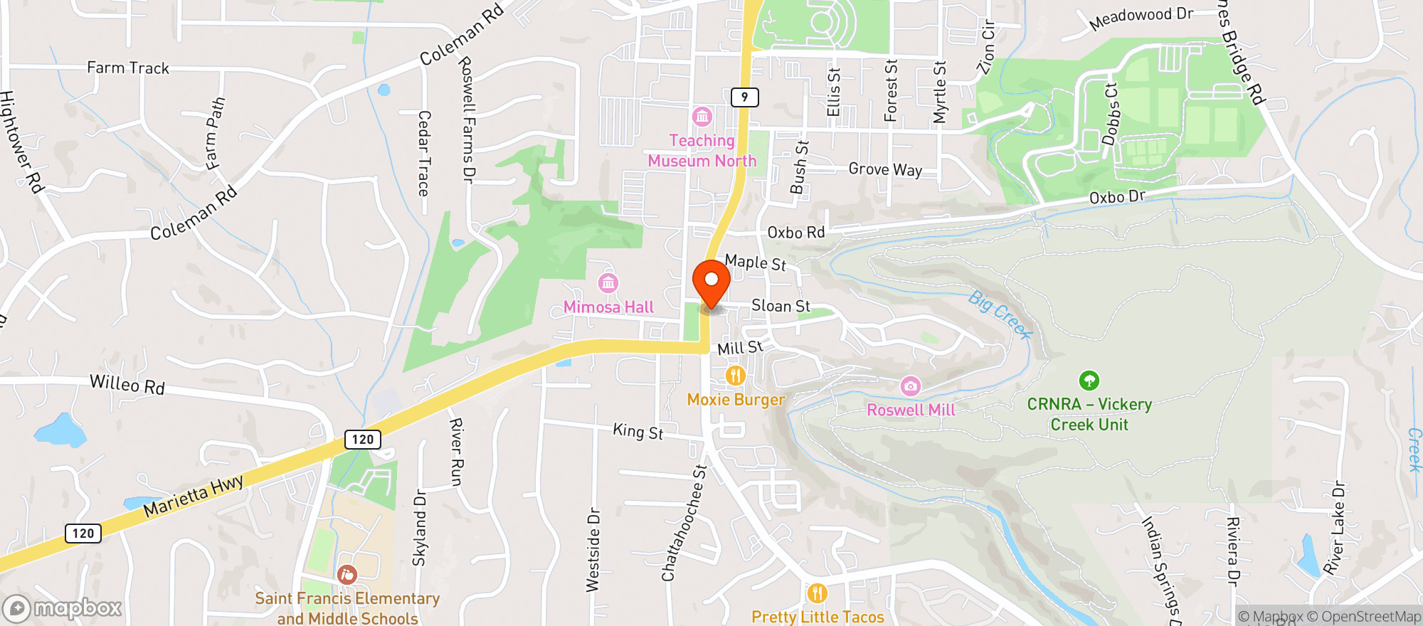 Map showing Tipsy Thaiger