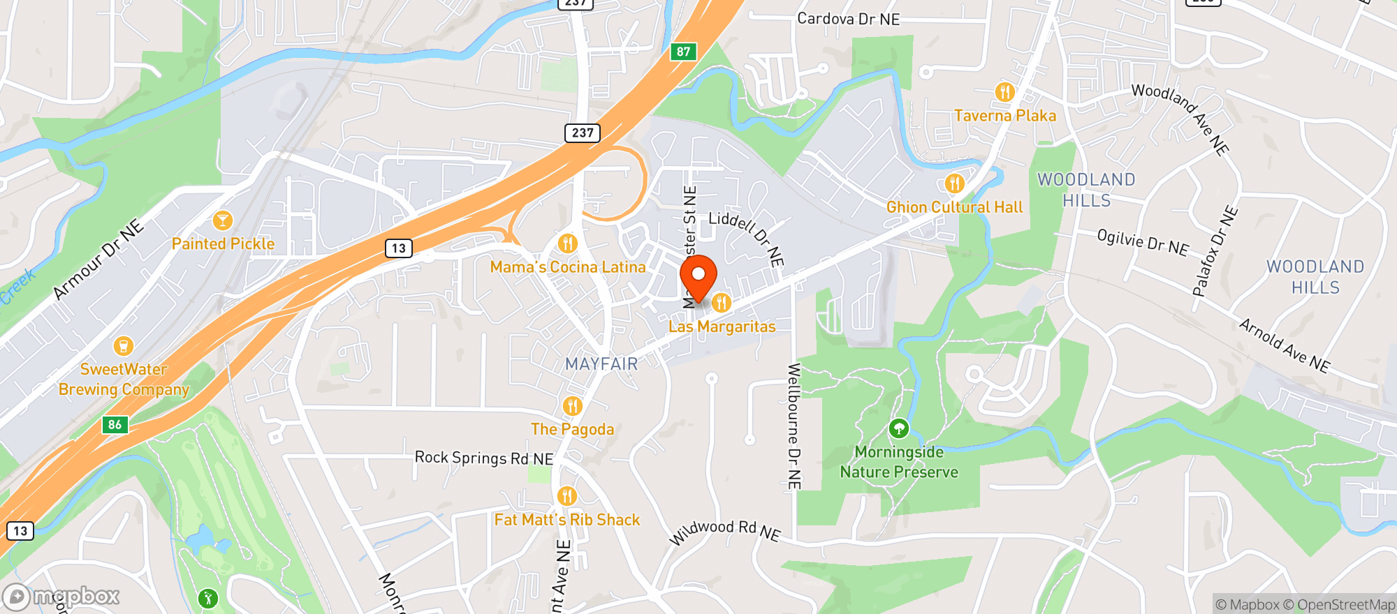 Map showing Six Feet Under Pub & Fish House