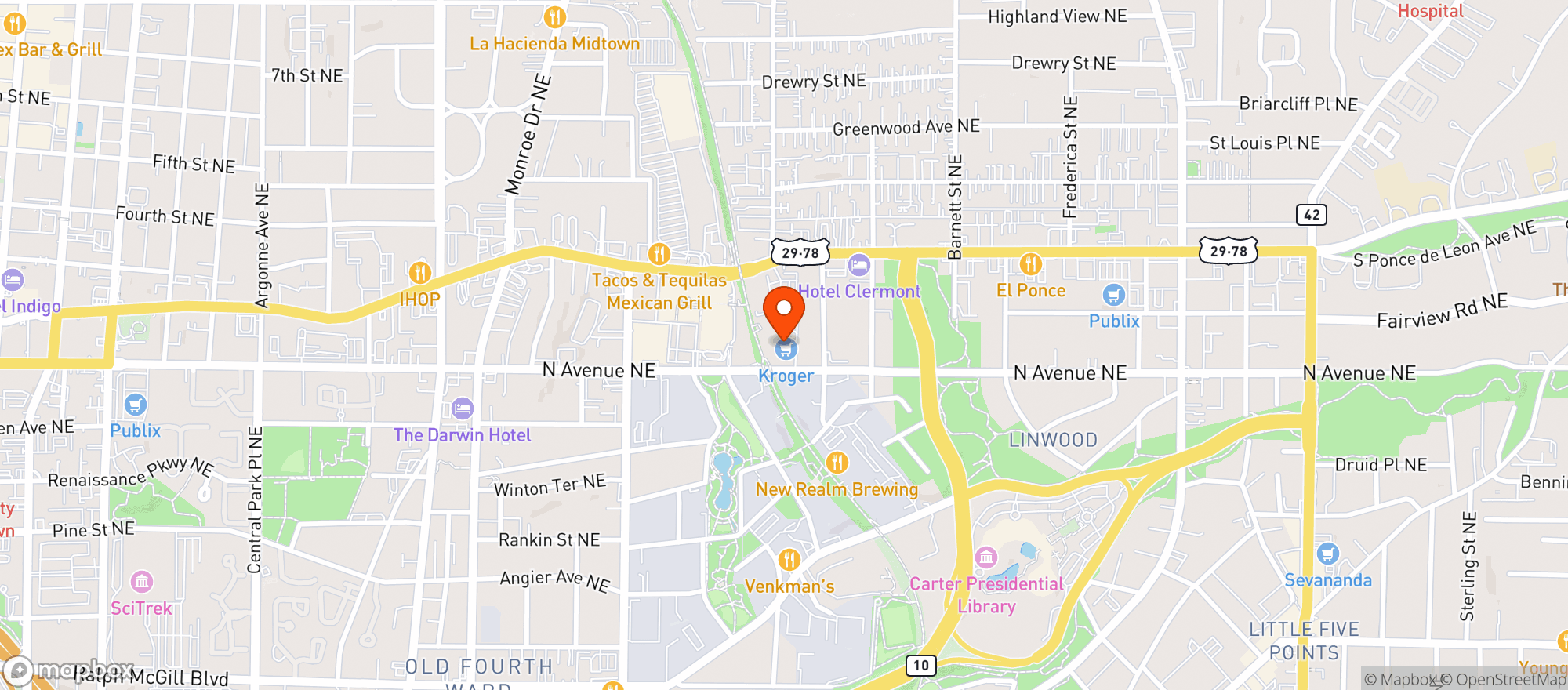Map showing Kroger