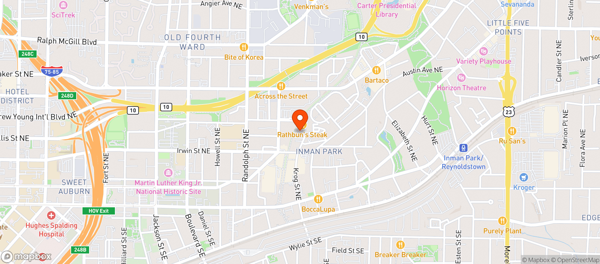 Map showing Kevin Rathburn Steak