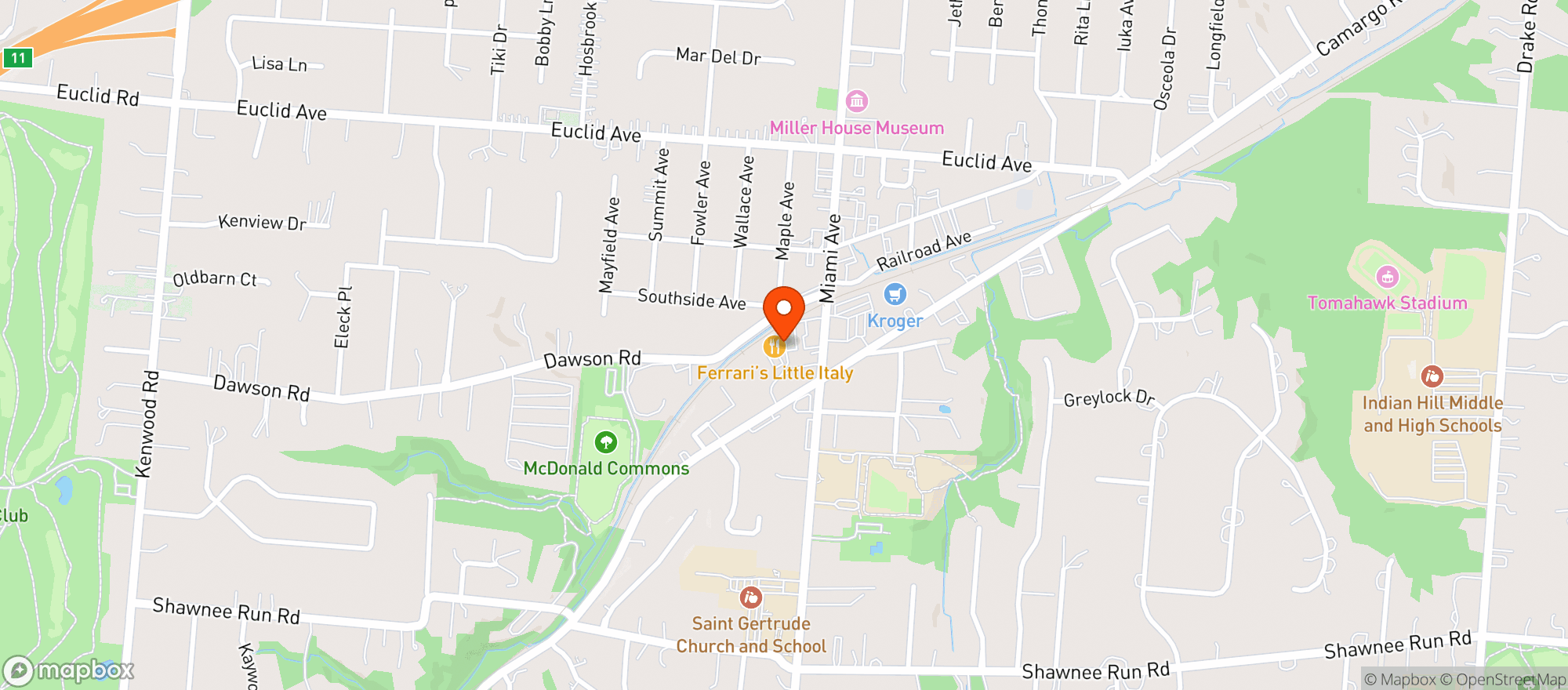 Map showing Ferraris Little Italy