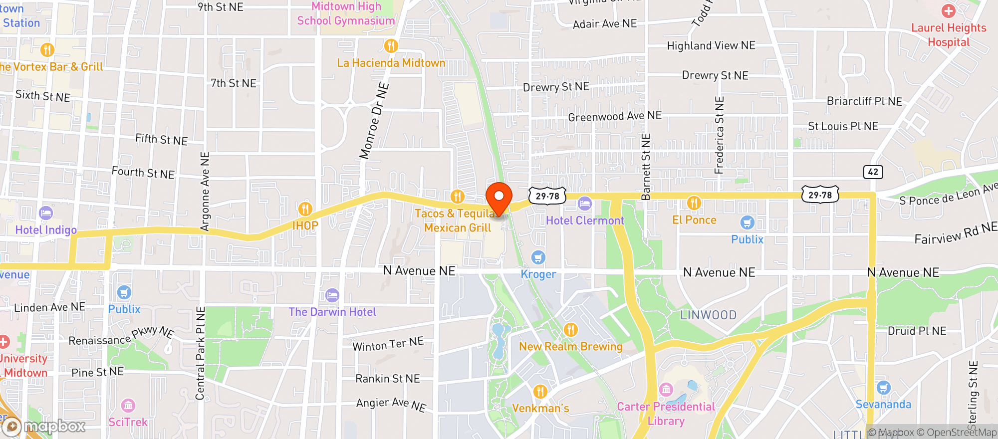 Map showing H & F Burger