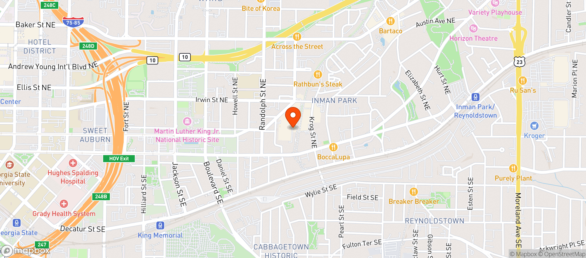 Map showing Hawkers Asian Street Food