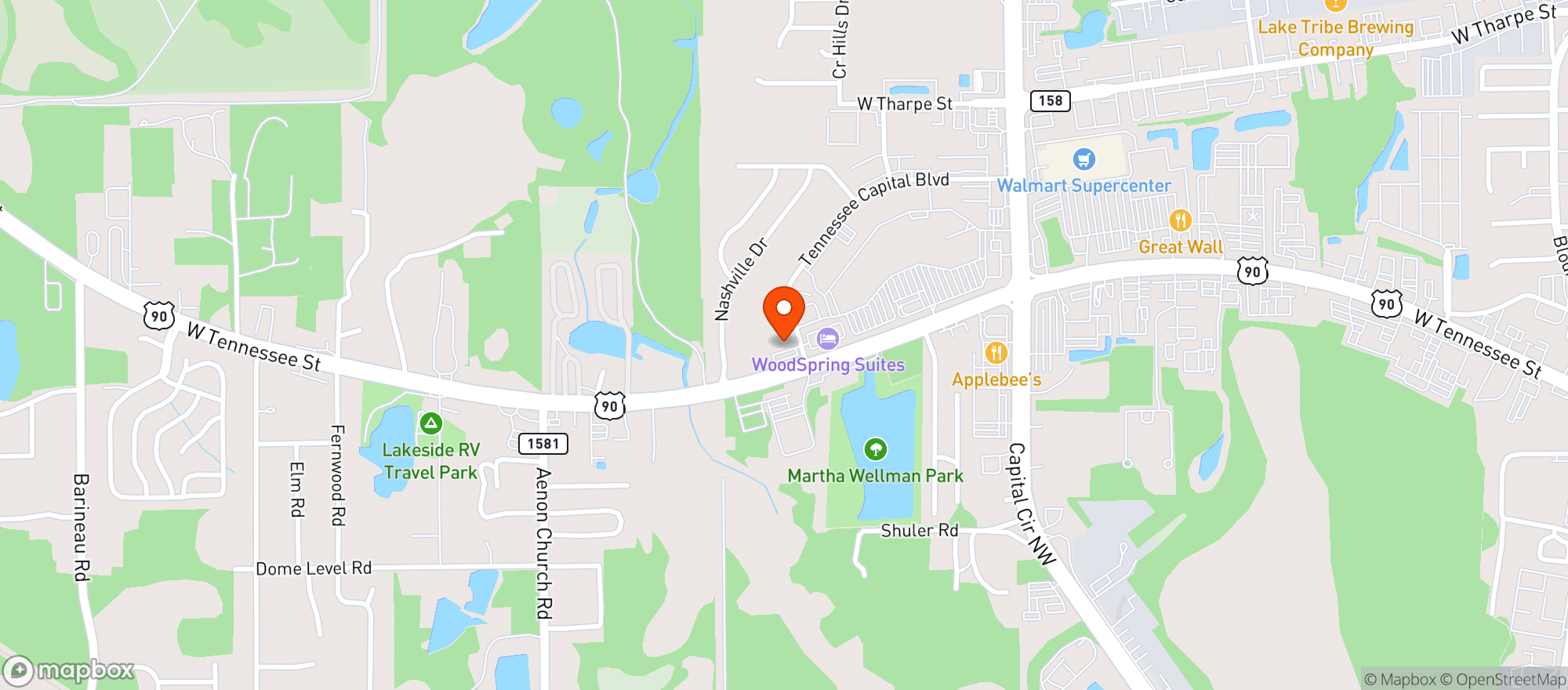Map showing CIRCLE K (5712 W TENNESSEE ST)