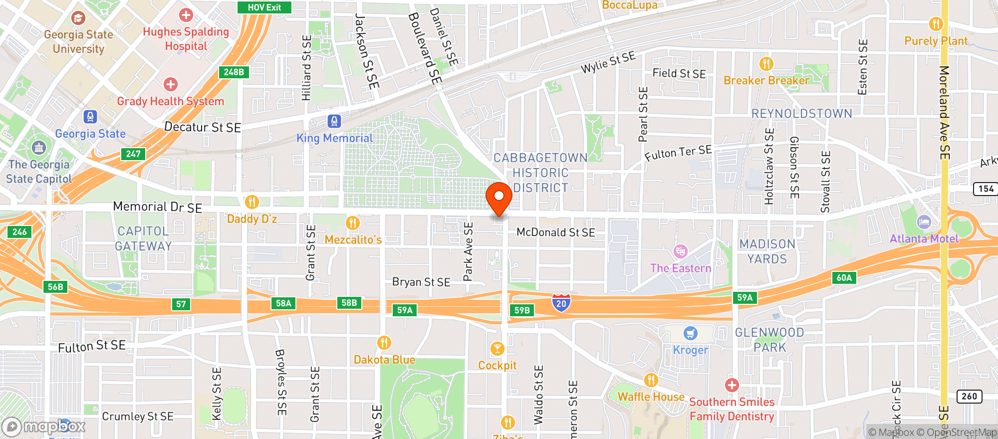 Map showing Peachtree Wellness