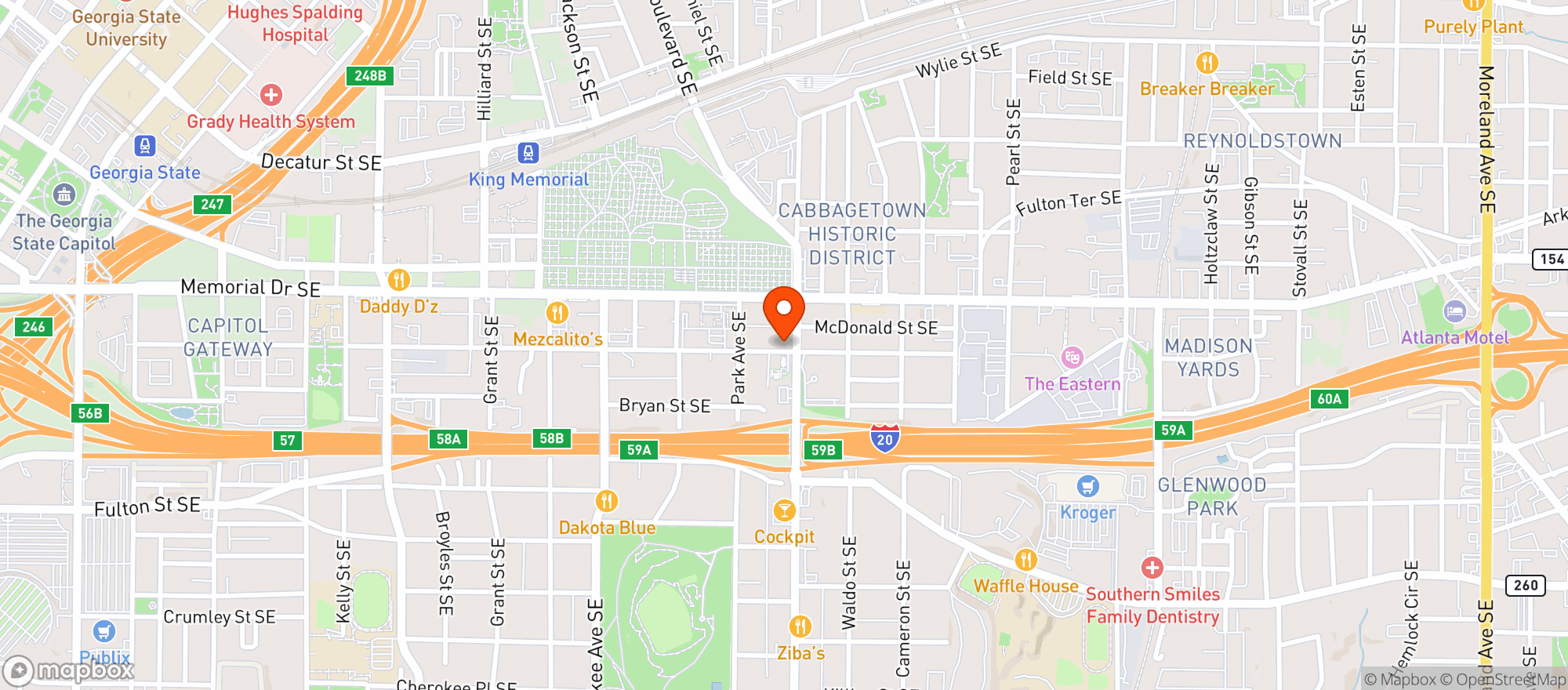 Map showing Mannys Grant Park