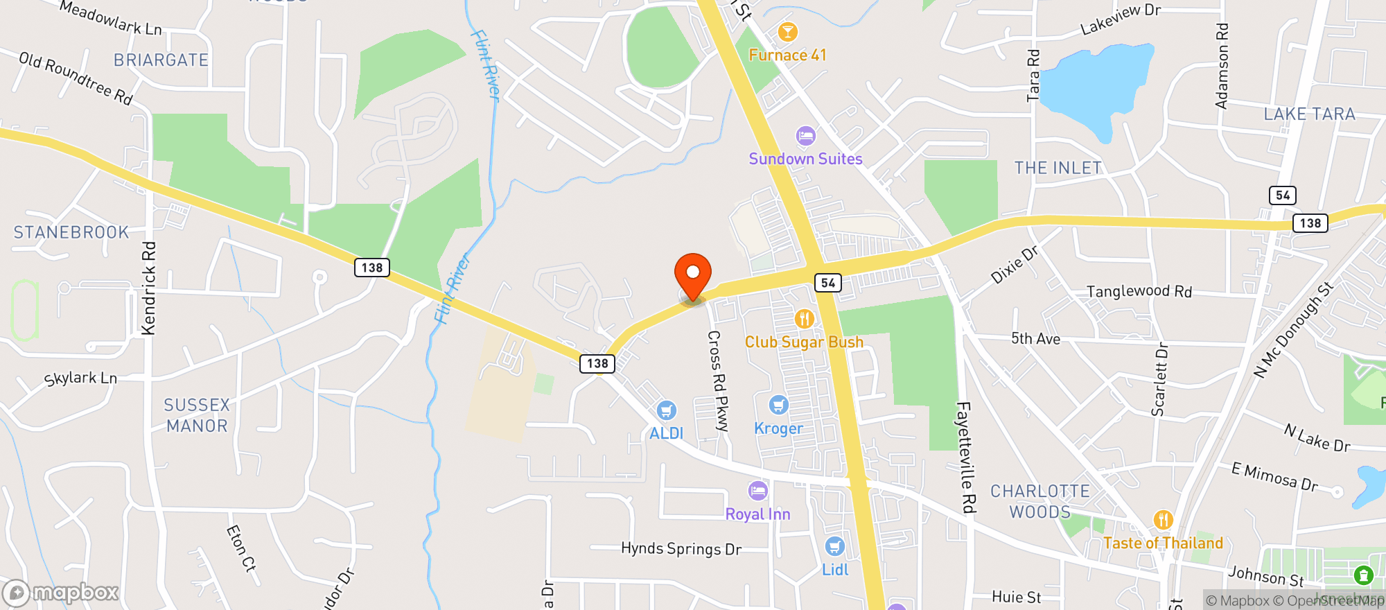 Map showing Shell Jonesboro