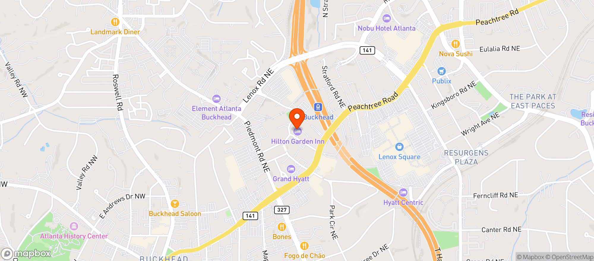 Map showing Hilton Garden Inn #atlkh
