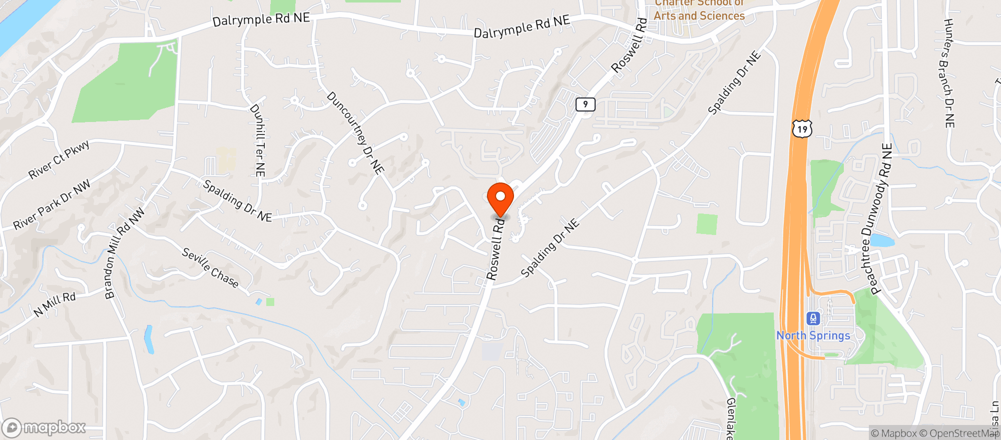 Map showing The Georgia Hemp Company - Sandy Springs