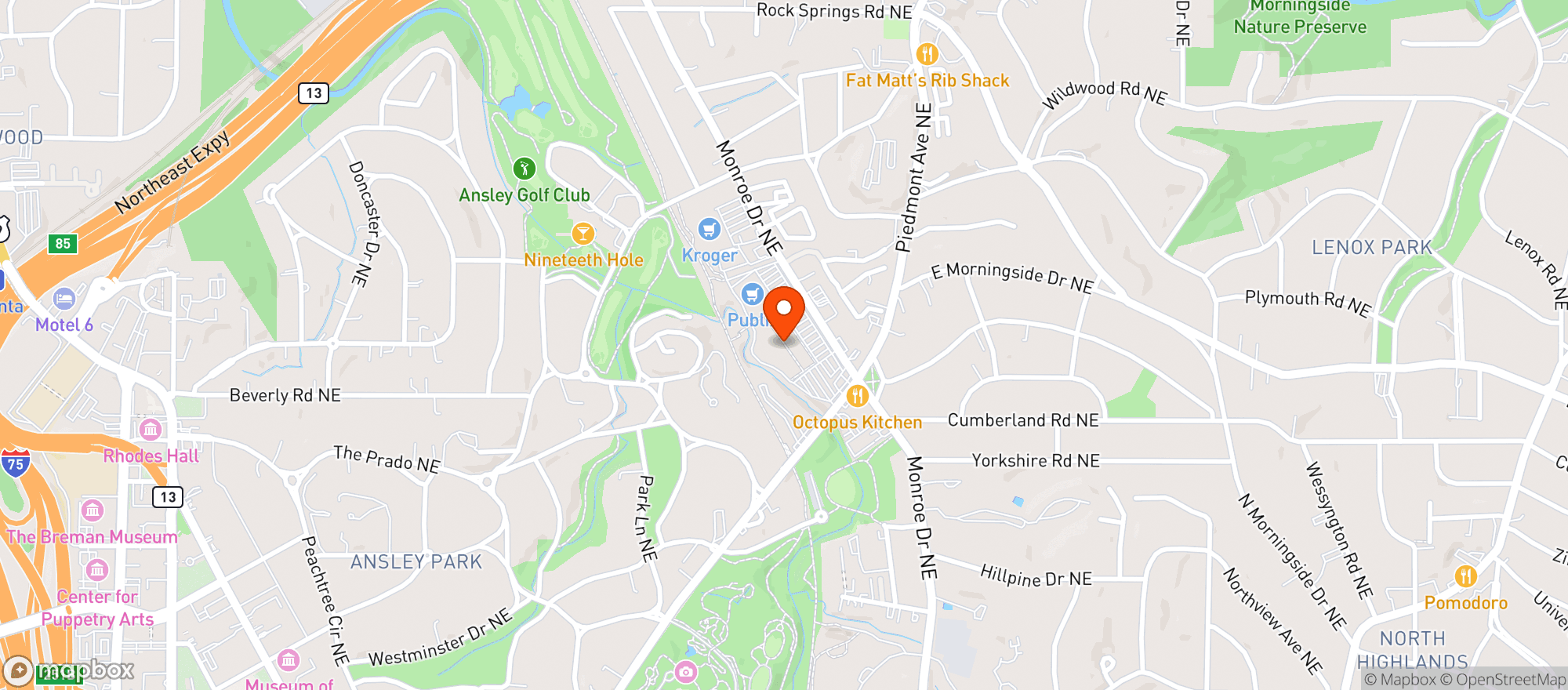 Map showing Lewis Barbecue