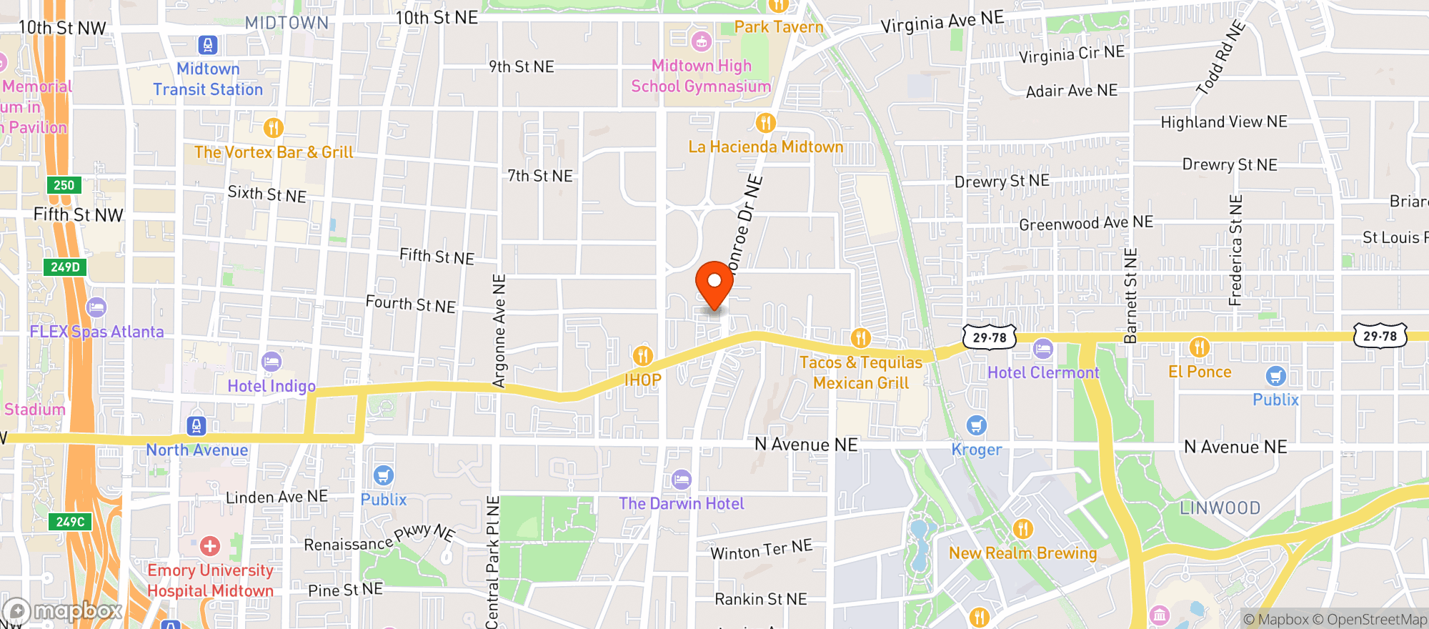 Map showing Realm Dispensary (nick Check'ins)