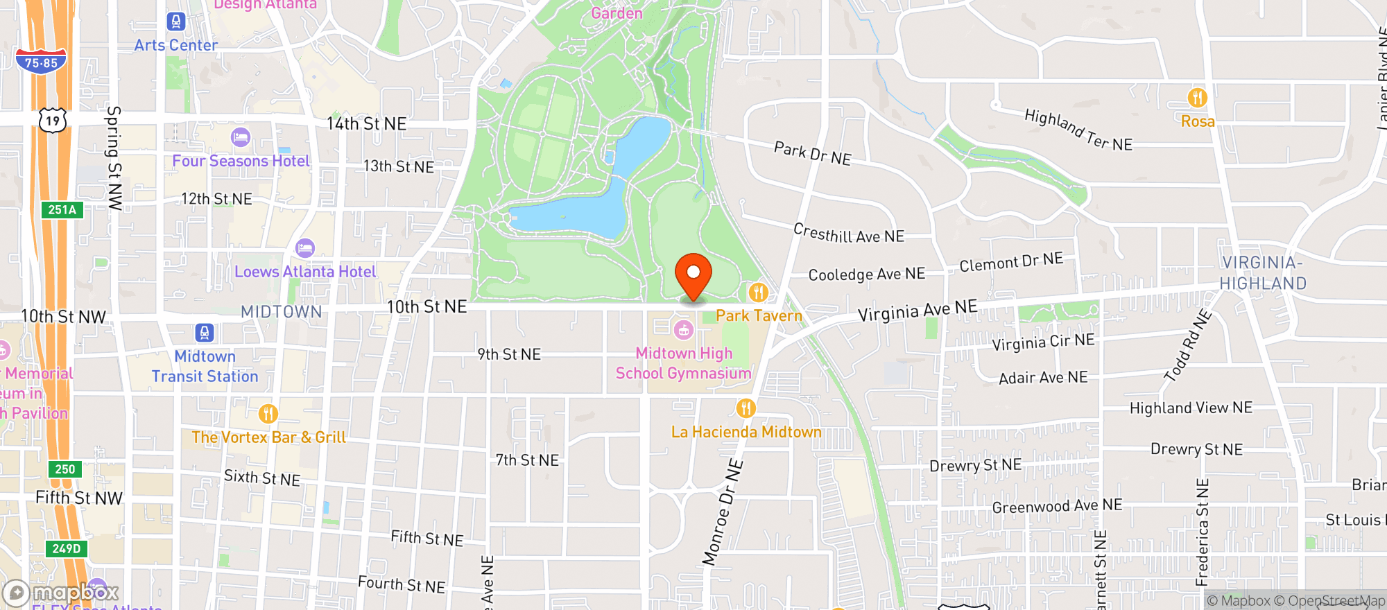Map showing Park Tavern Events
