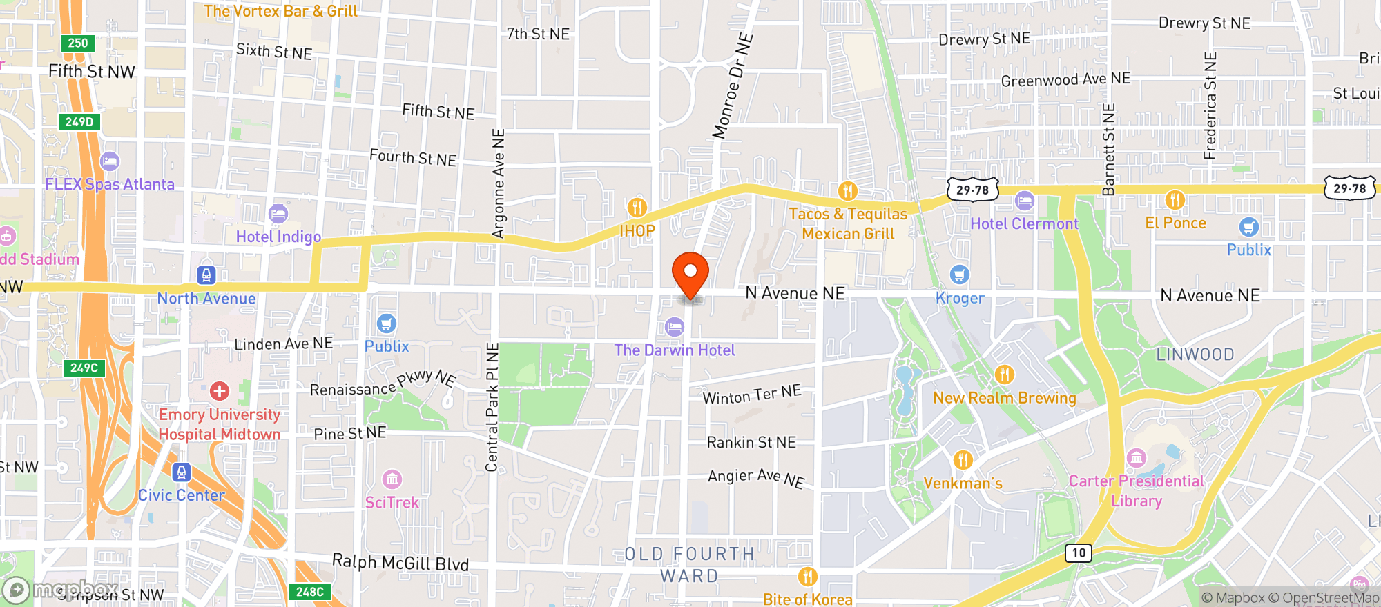 Map showing North Ave Food Mart