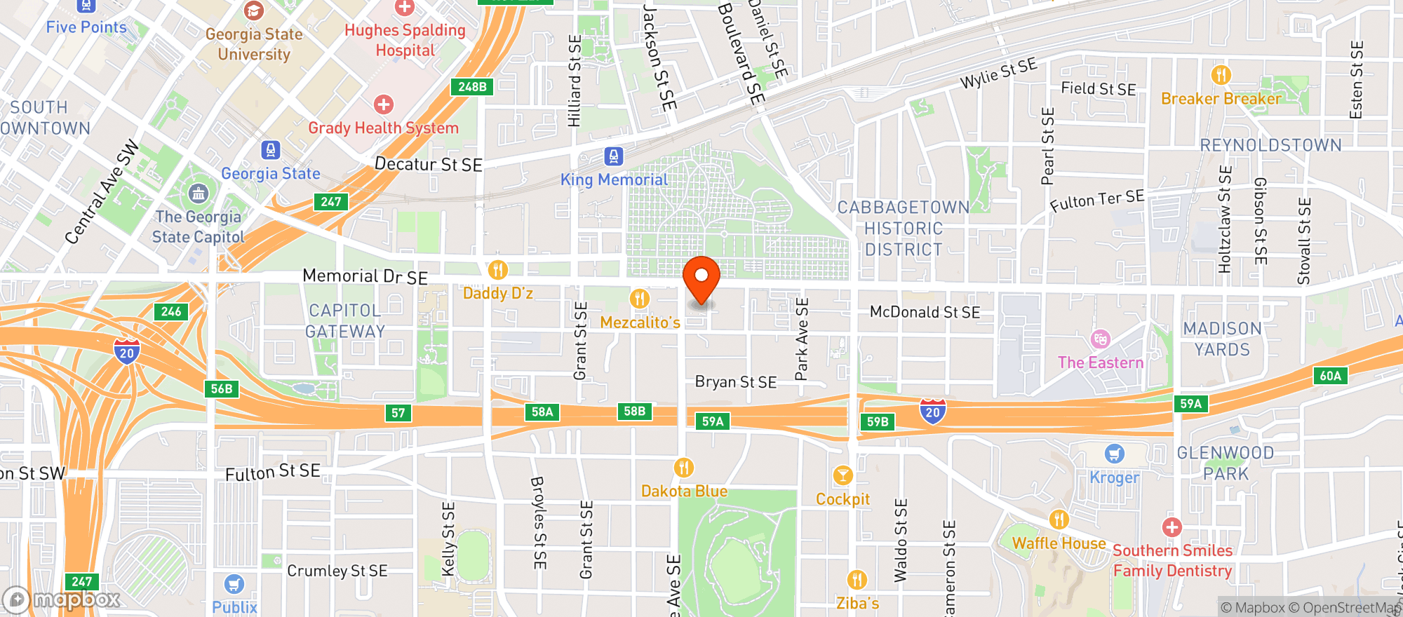 Map showing Six Feet Under Pub & Fishhouse