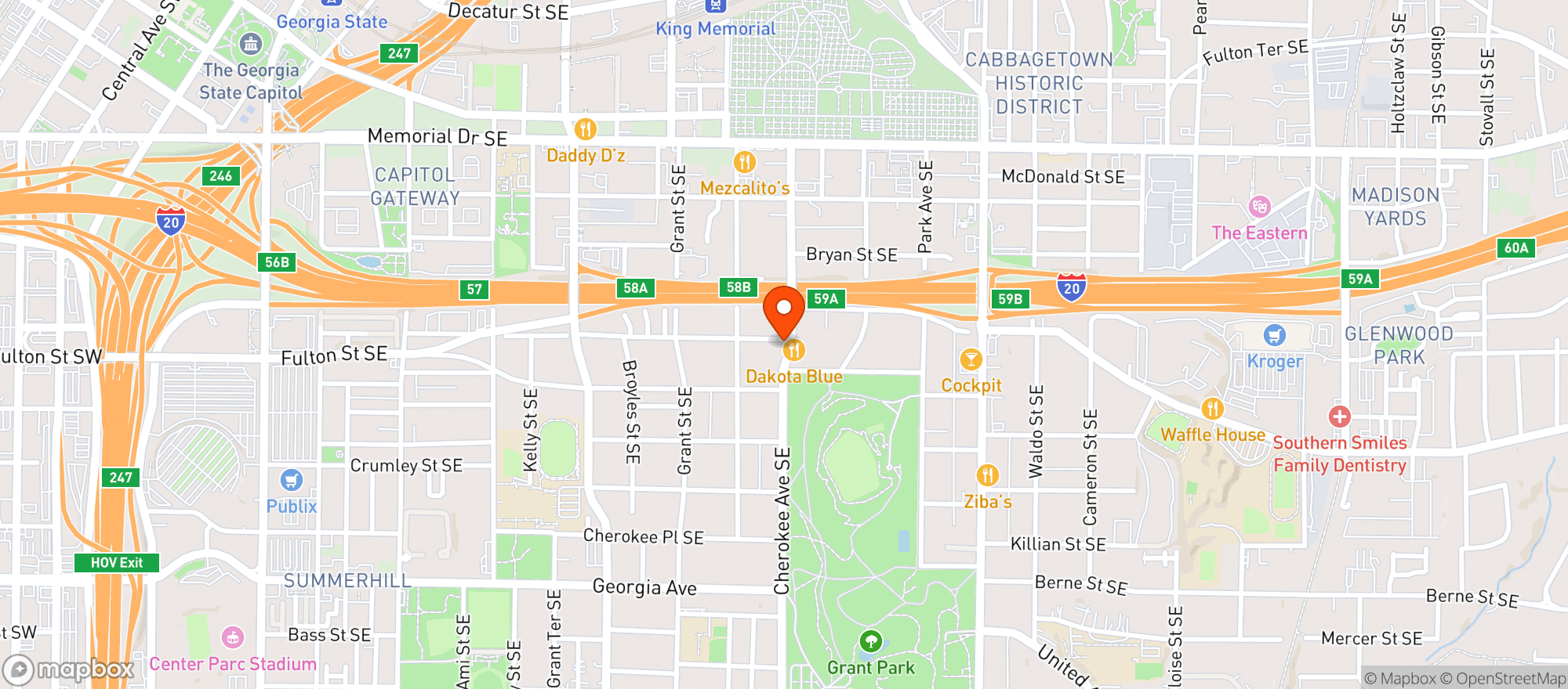 Map showing Grant Central