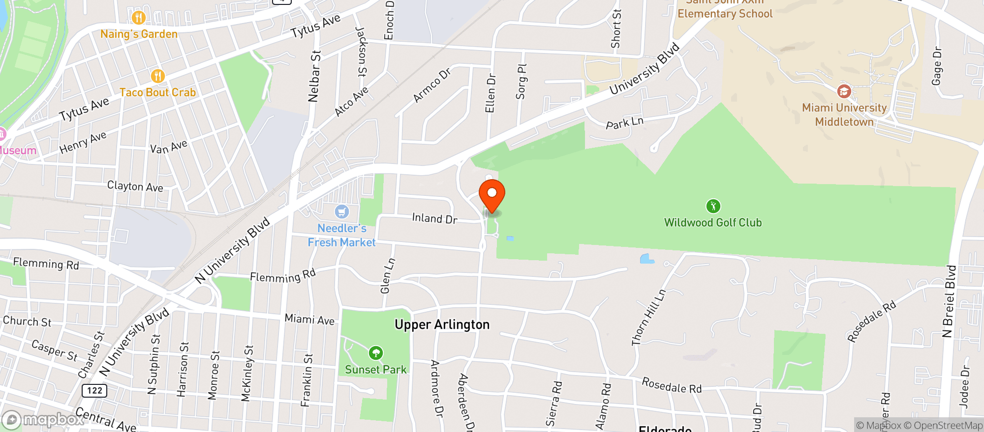 Map showing Wildwood Golf Club