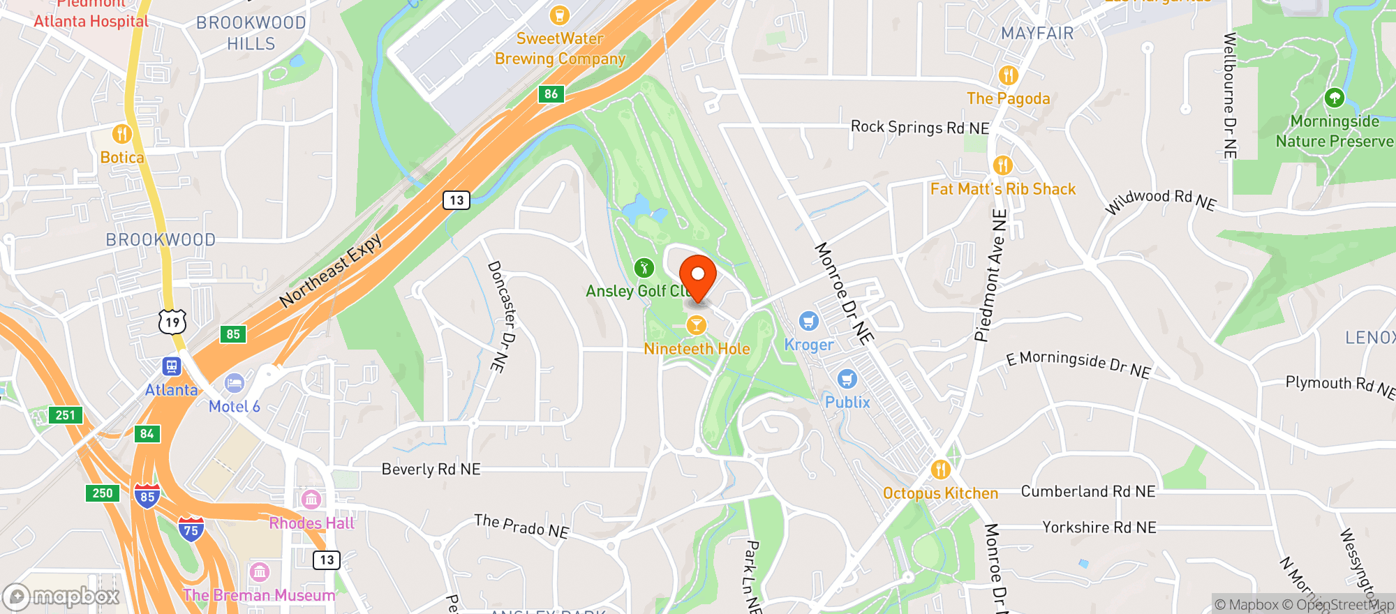 Map showing Ansley Golf Club