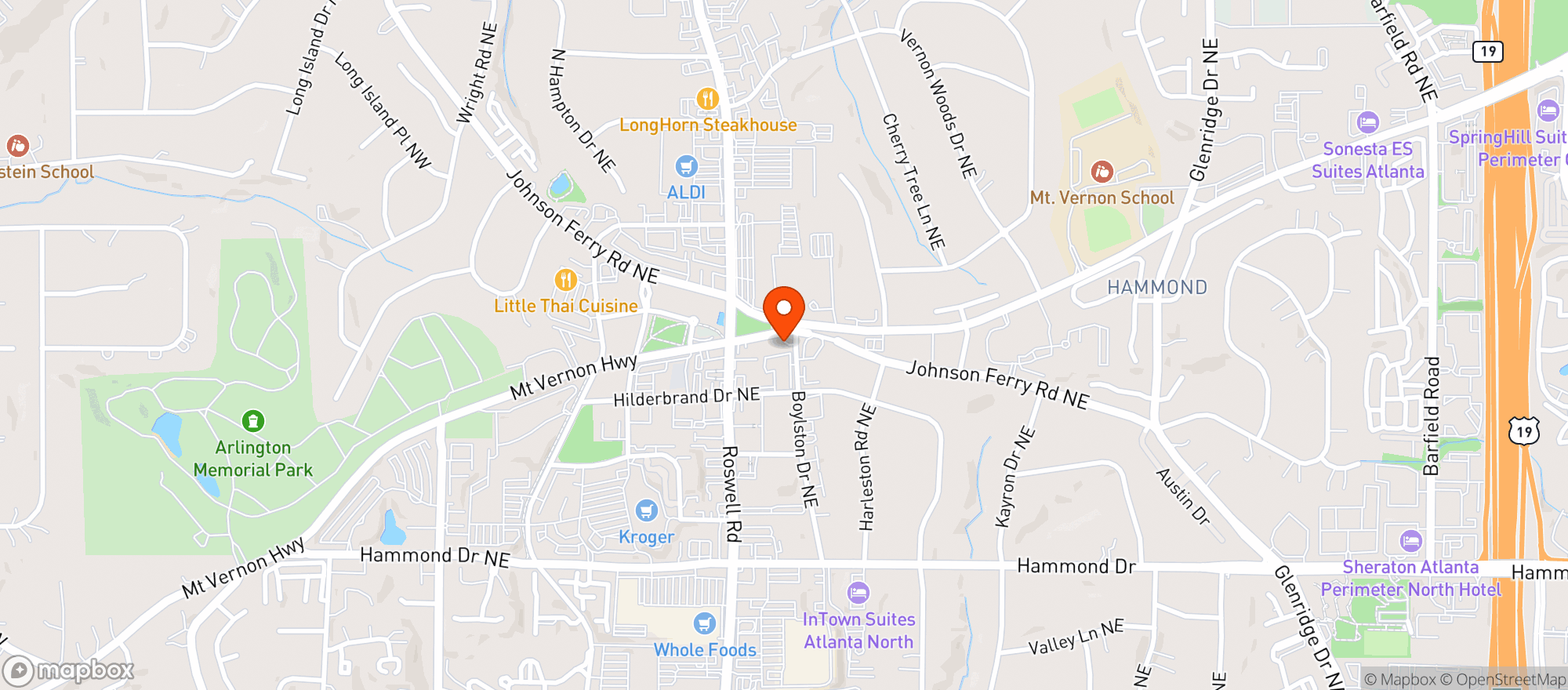 Map showing MOUNT VERNON FOOD MART -ARA