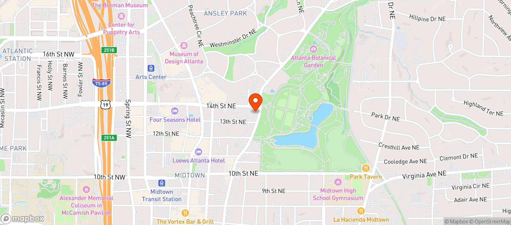 Map showing The Nook On Piedmont Park