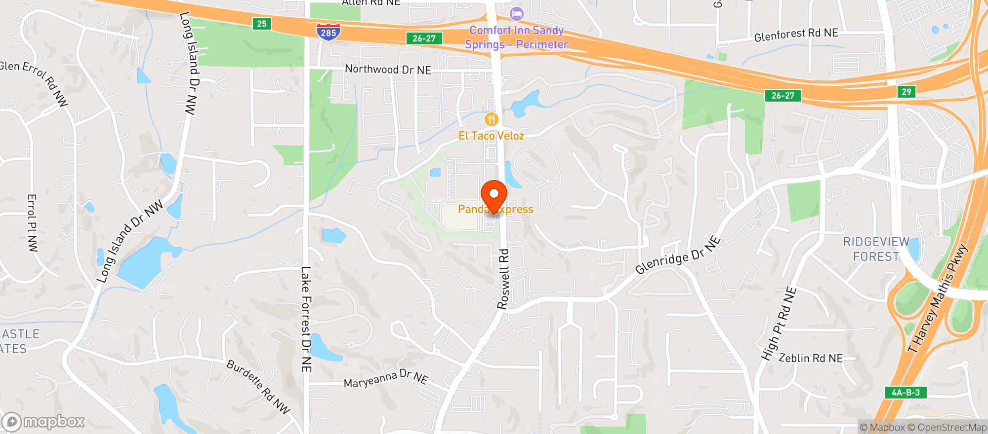 Map showing Taco Mac