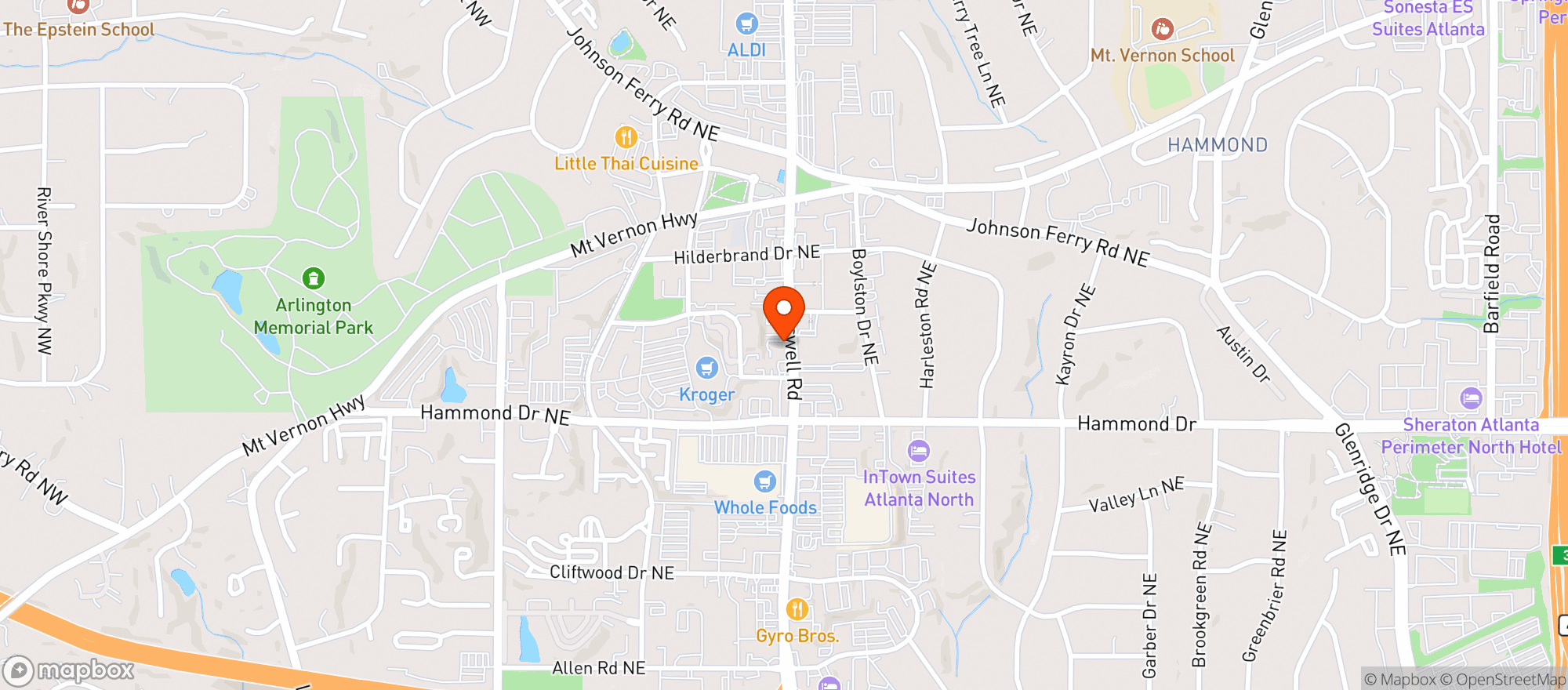Map showing Tokyo Valentino - Sandy Springs