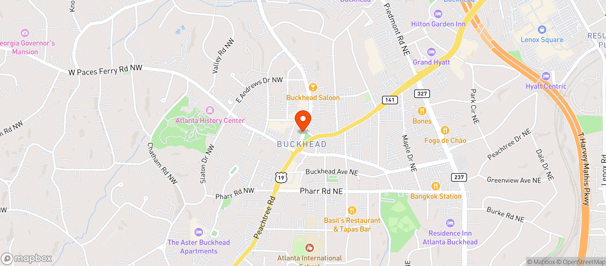 Map showing Dls Events Buckhead Theatre