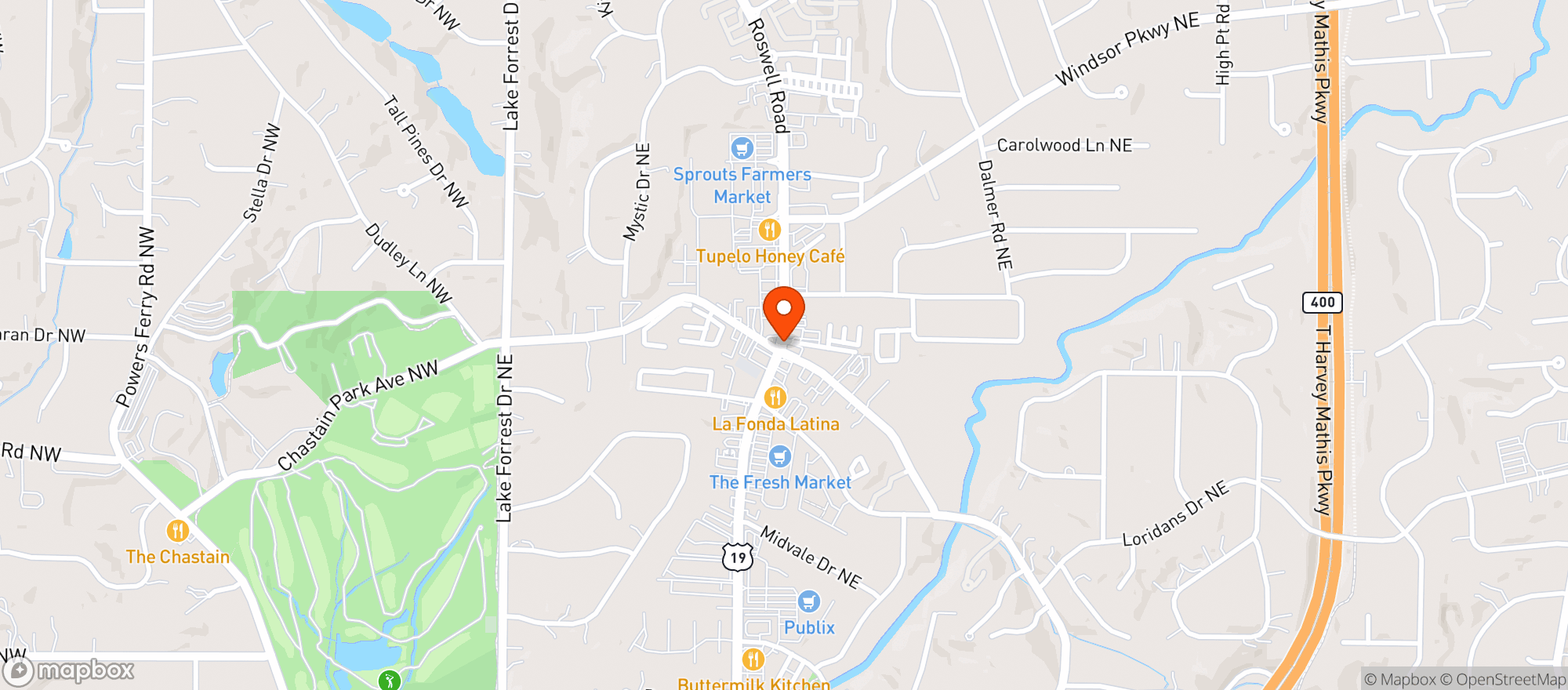 Map showing All American Package Store