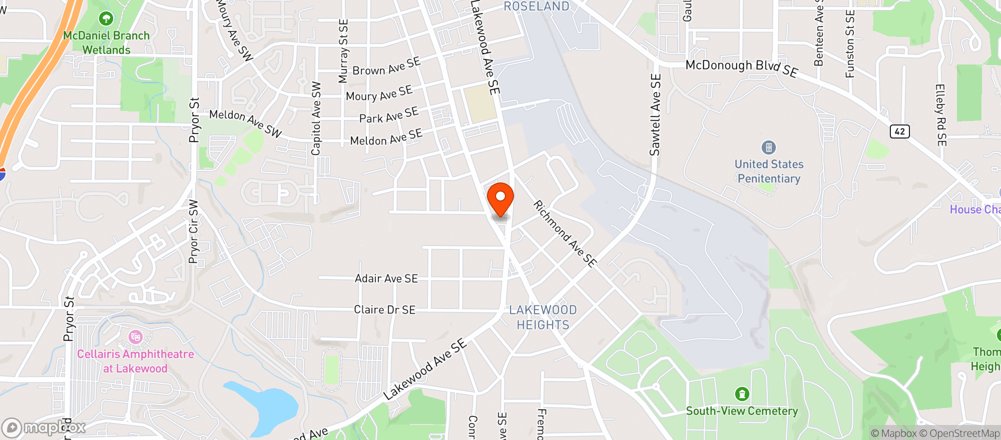 Map showing Lakewood Amoco