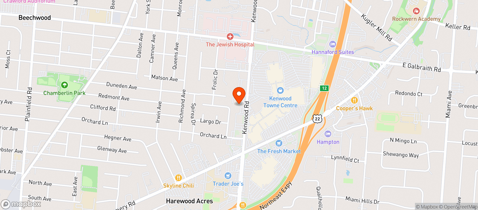 Map showing Deweys Pizza