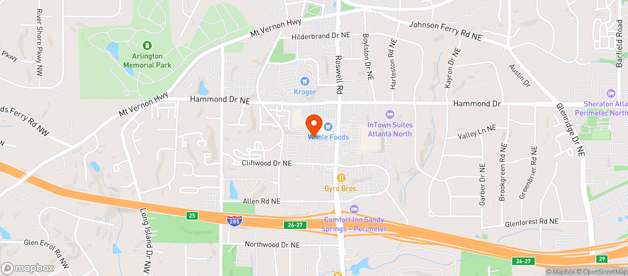 Map showing Perrine's Wine Sandy Springs