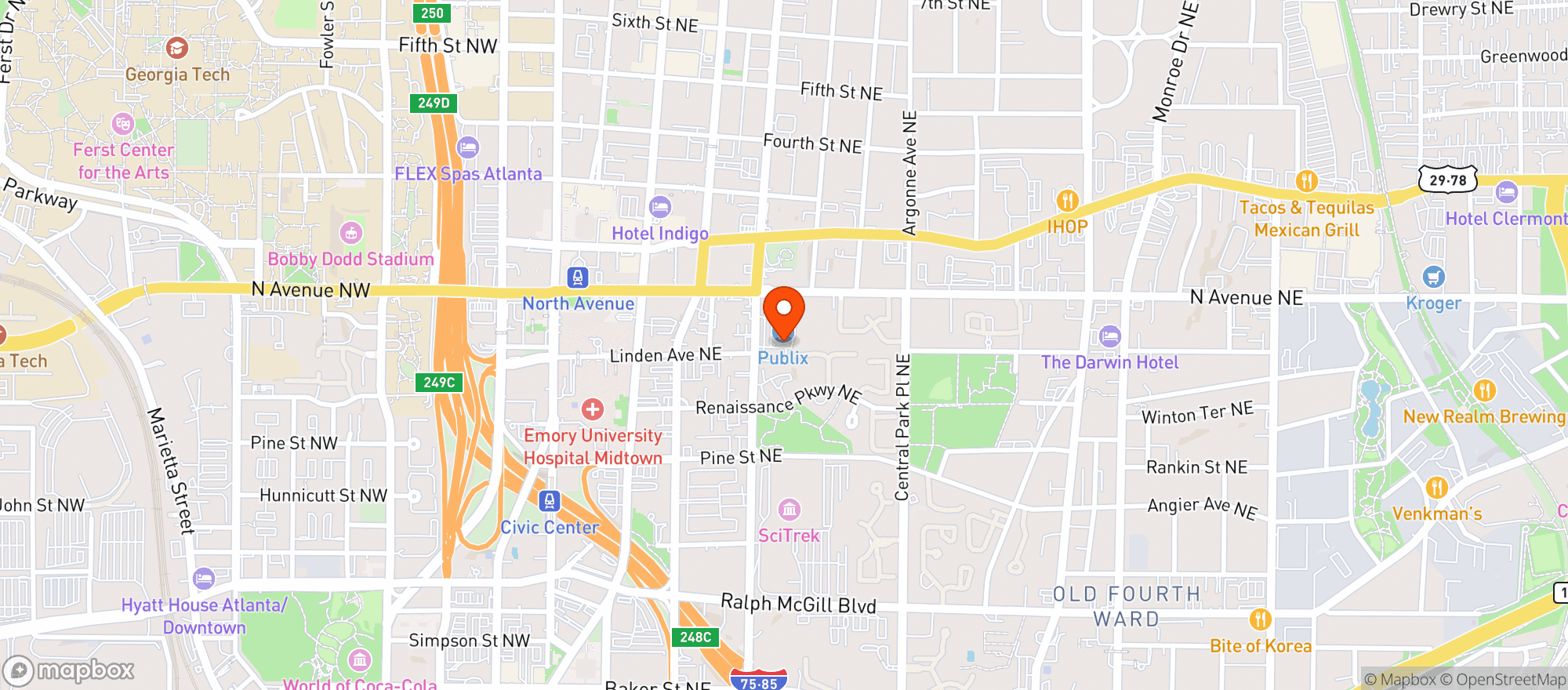Map showing Publix Super Market