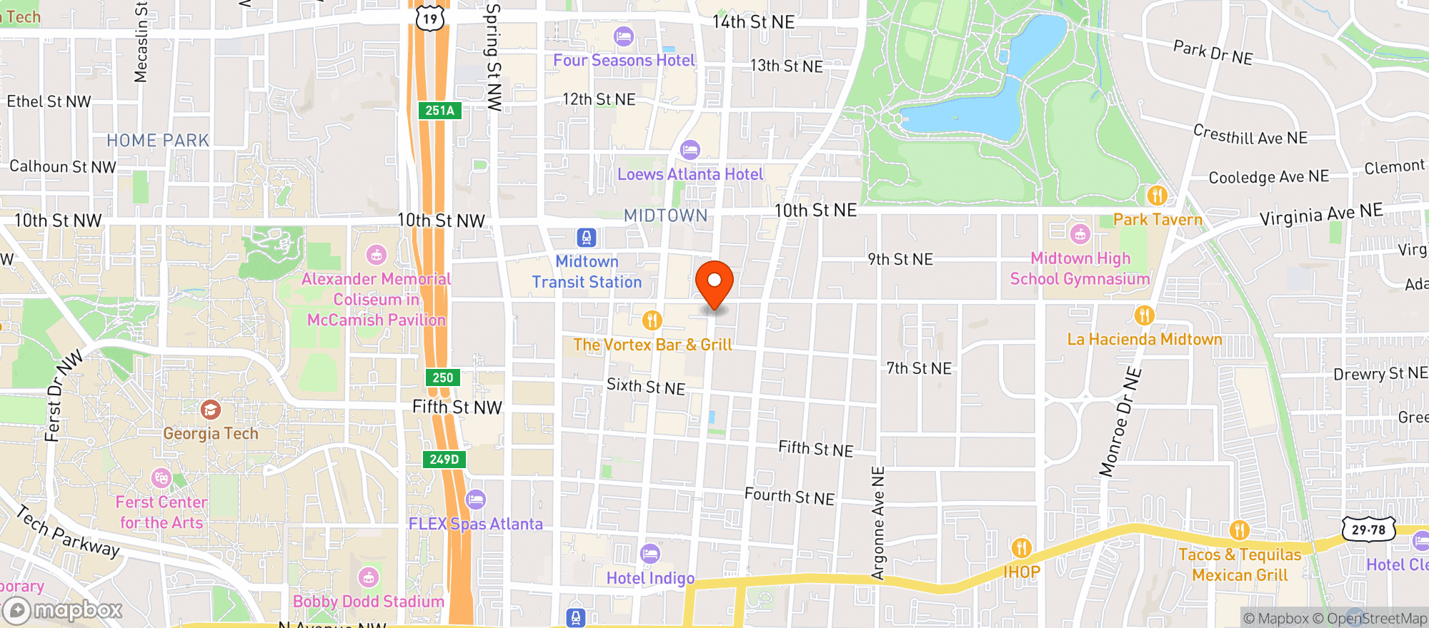 Map showing La Santa Tacos & Bar