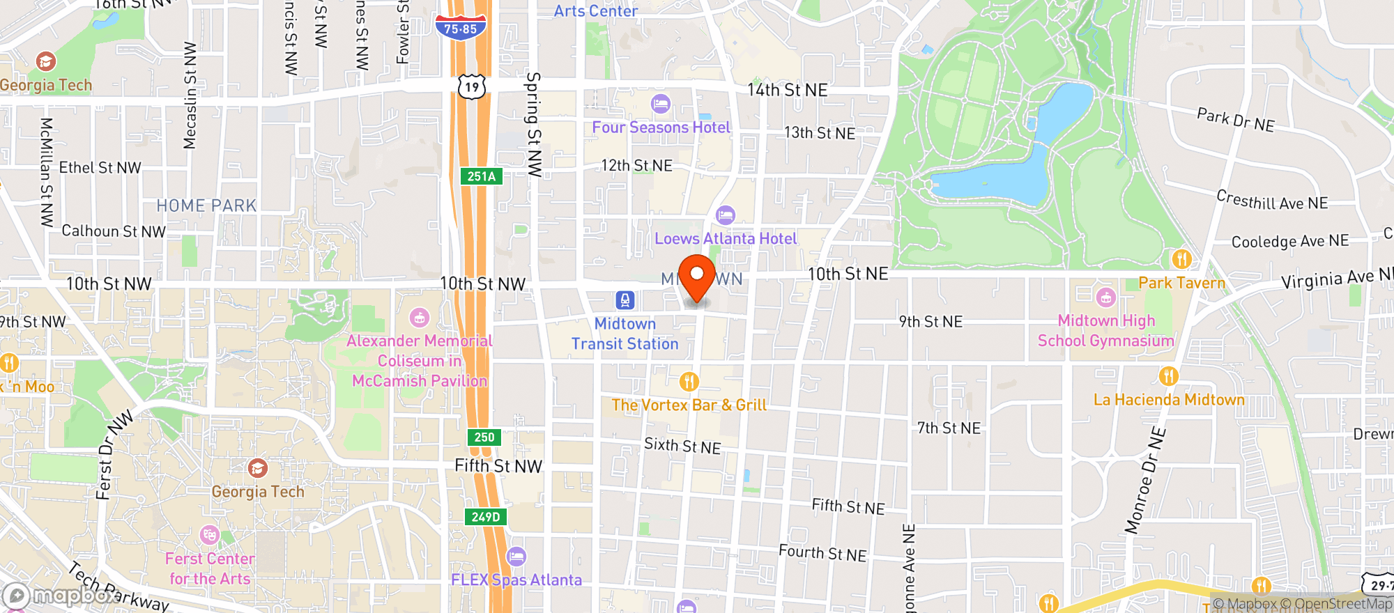 Map showing Savi Midtown