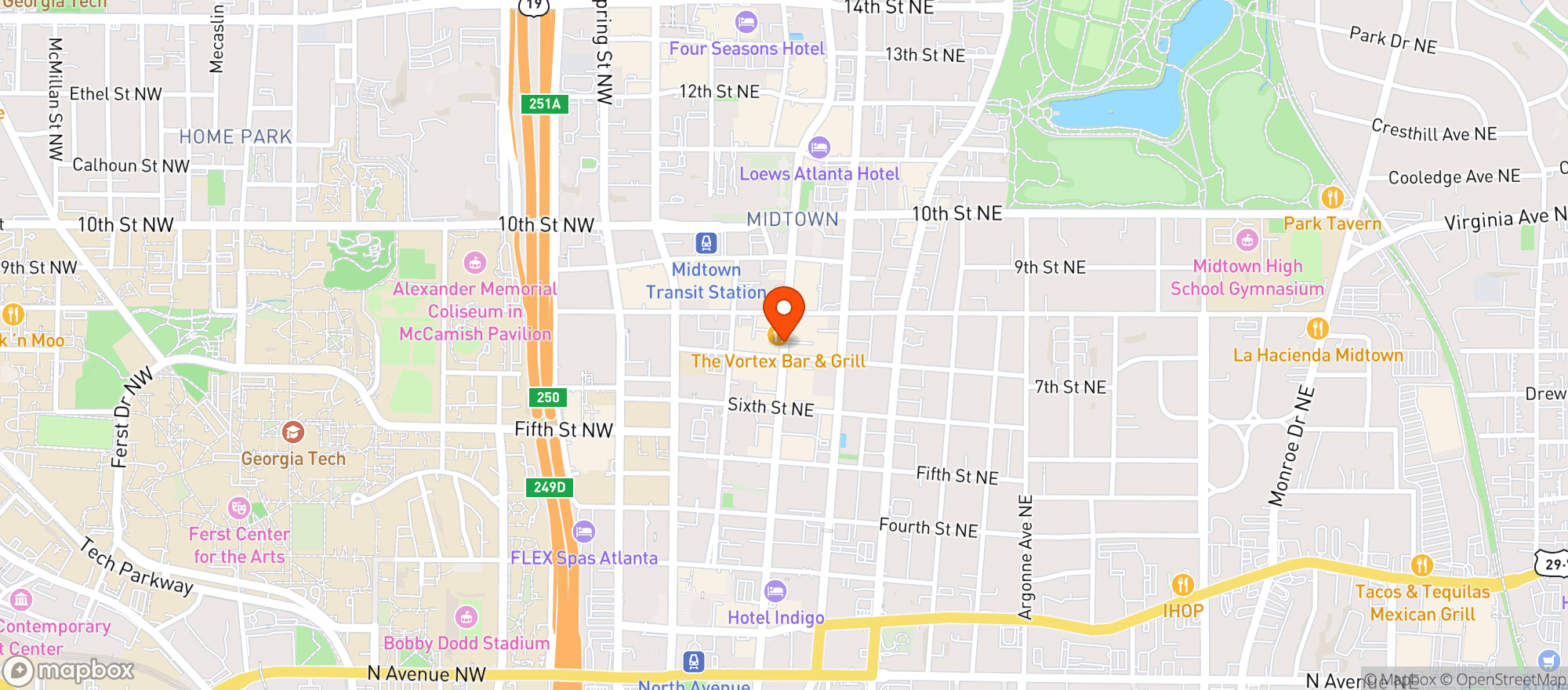 Map showing Vortex Bar & Grill