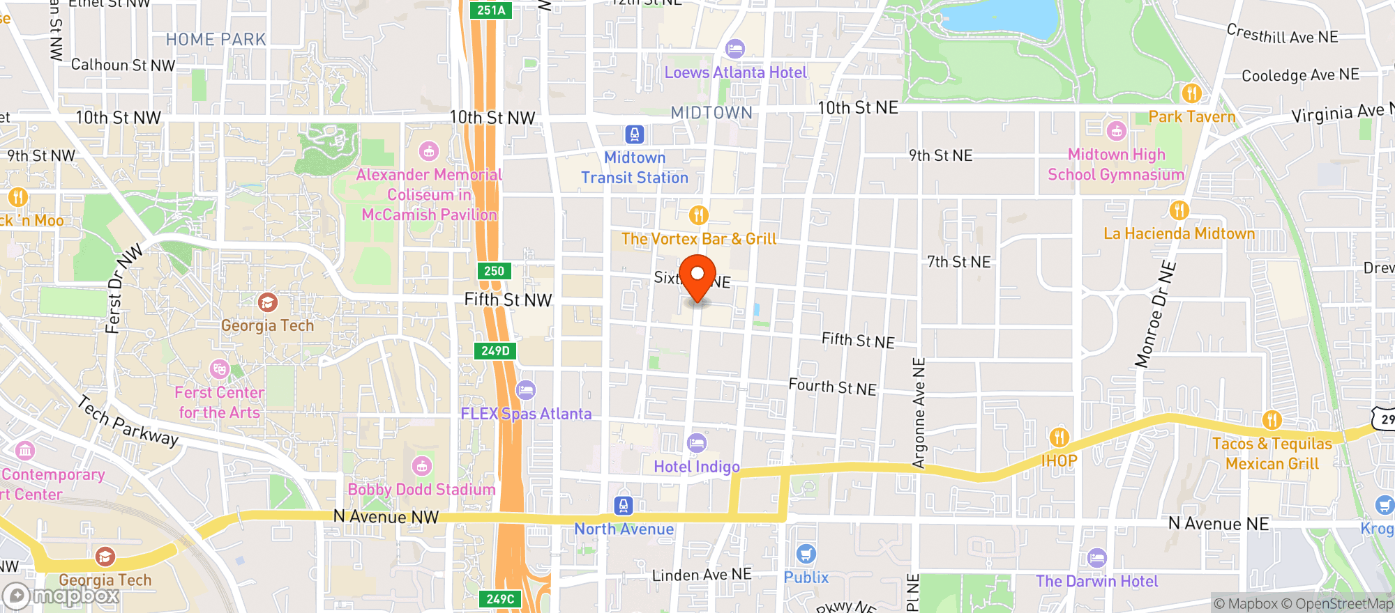 Map showing El Valle Kitchen & Bar