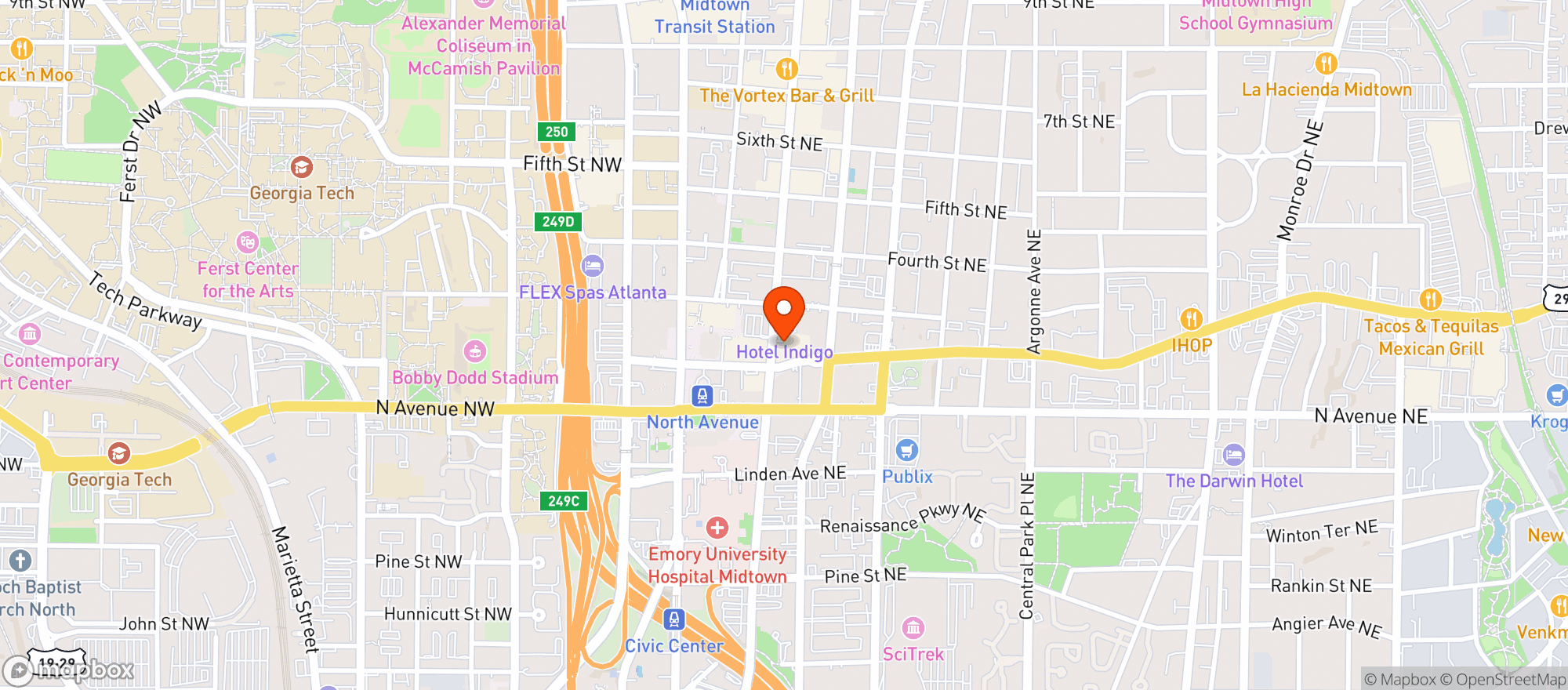 Map showing The Georgian Terrace Hotel Ppd