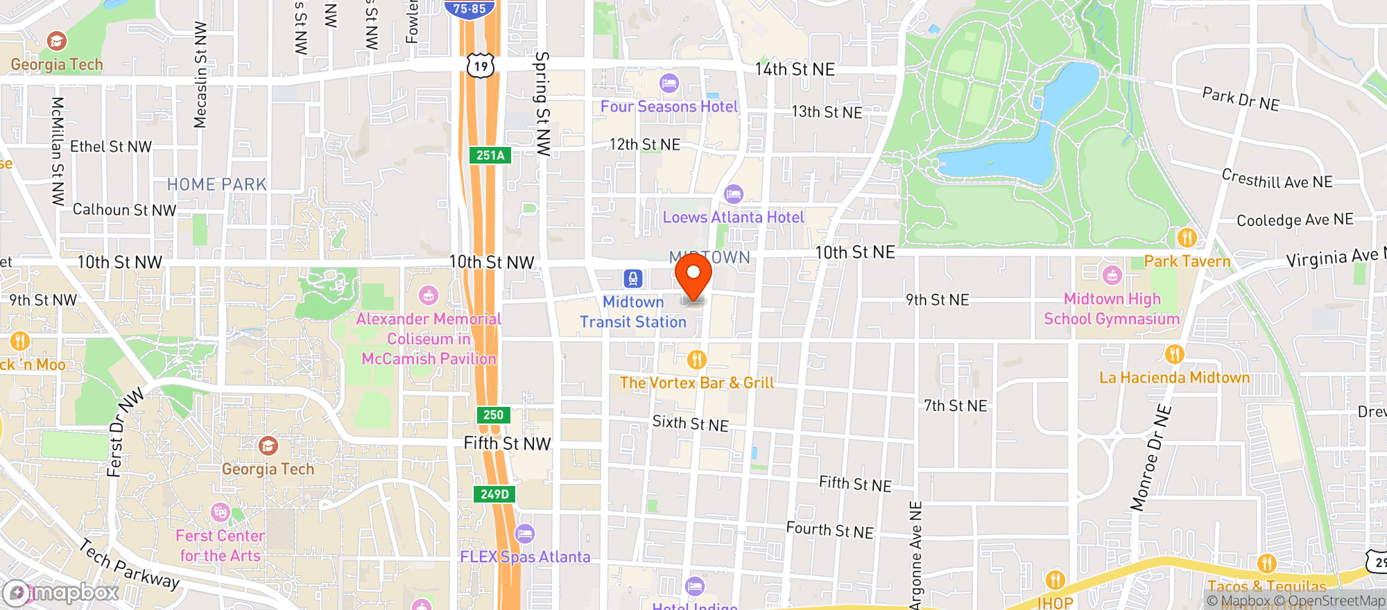 Map showing Hudson Grille