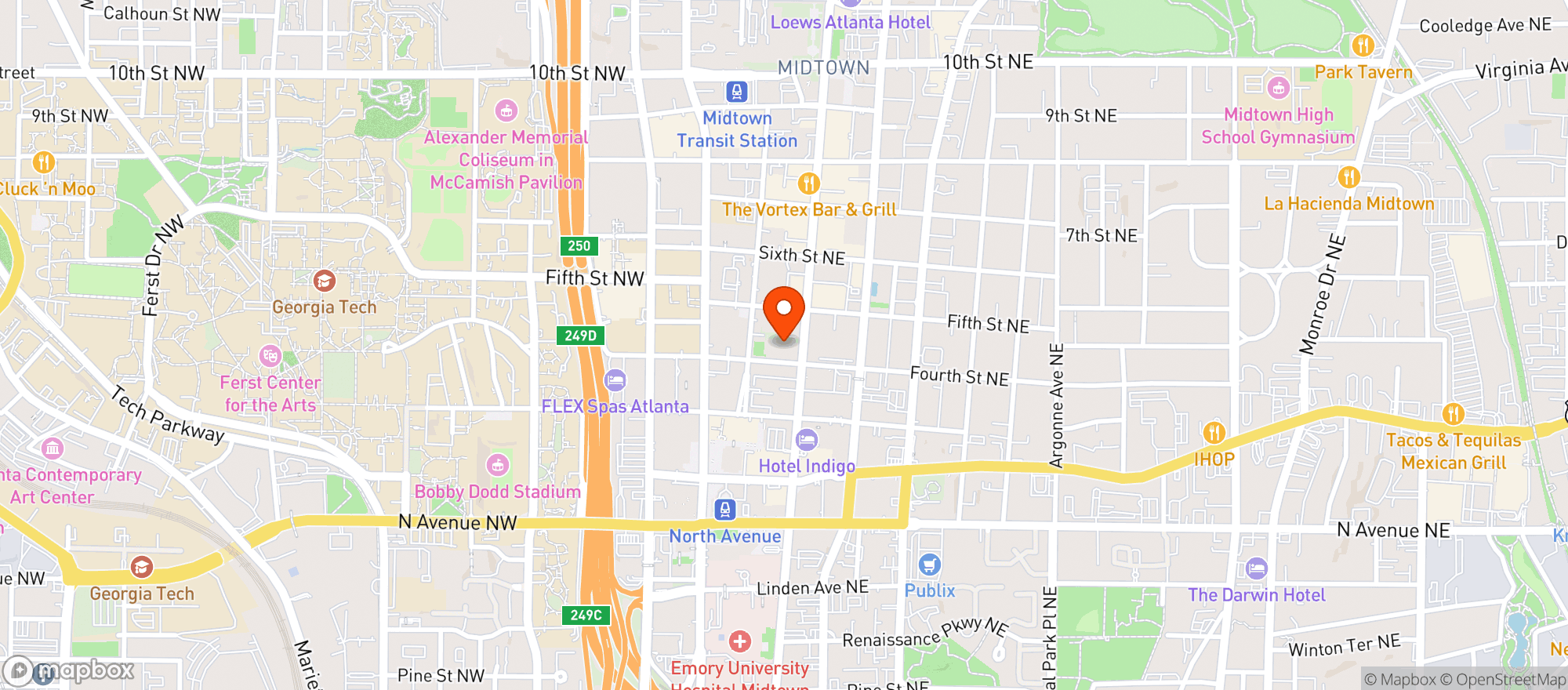 Map showing Melting Pot Restaurant #1001