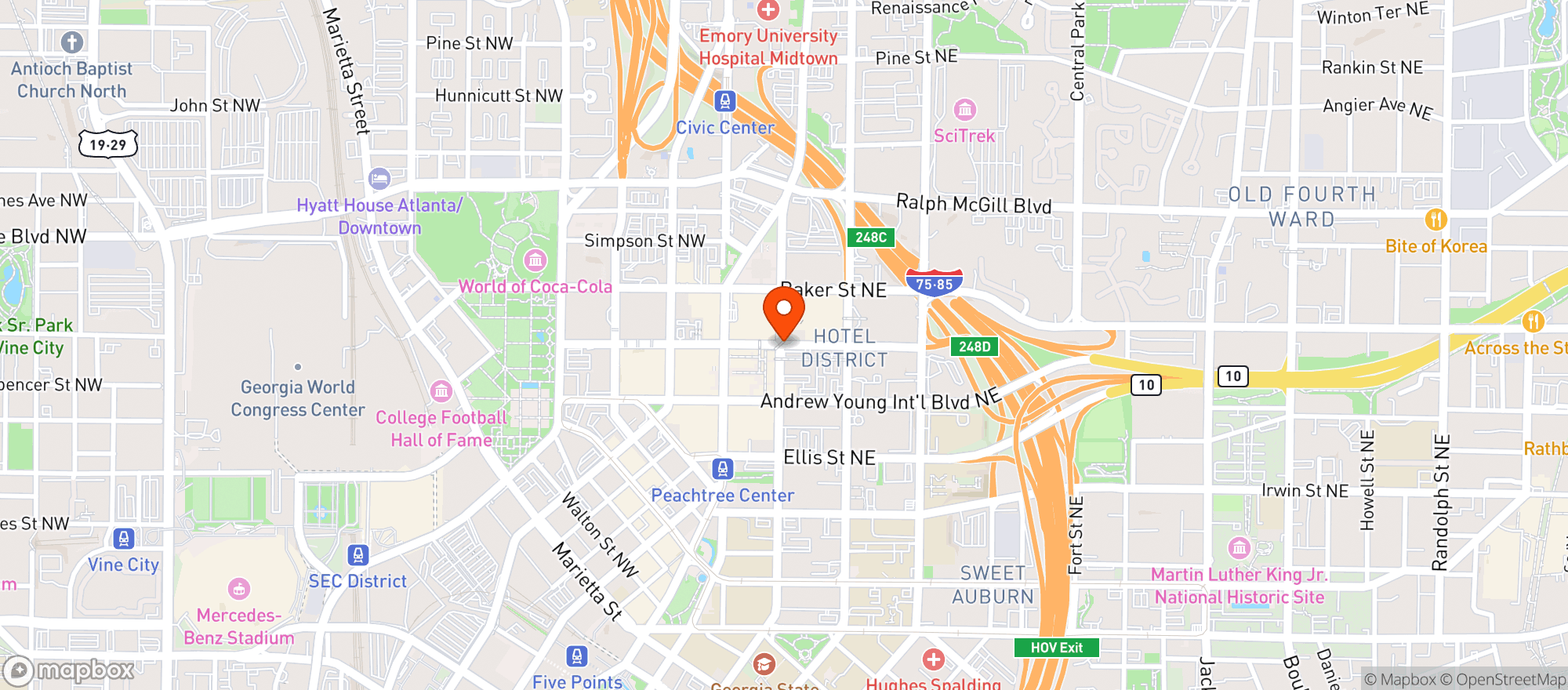 Map showing Atlanta Marriott Marquis