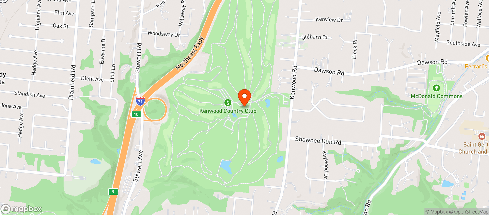 Map showing Kenwood Country Club