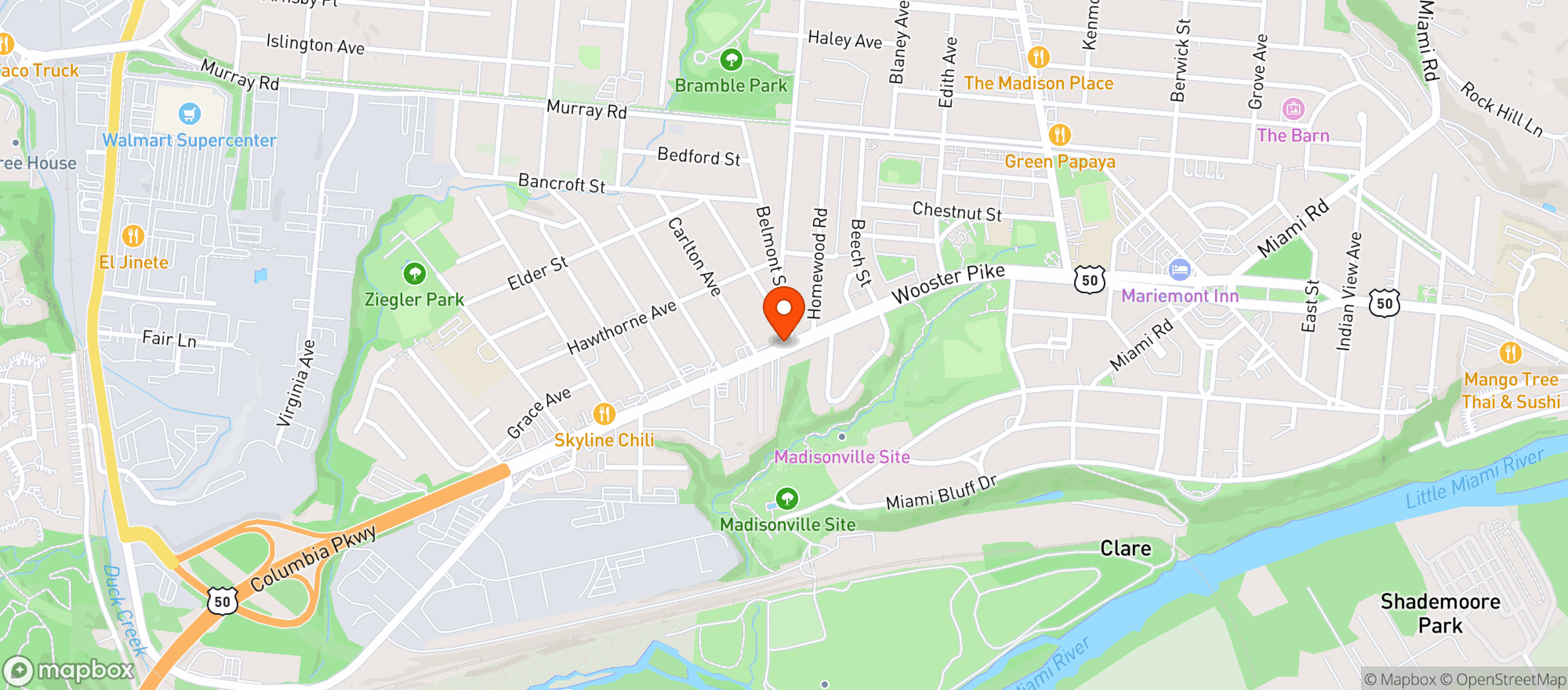 Map showing Ameristop Food Mart
