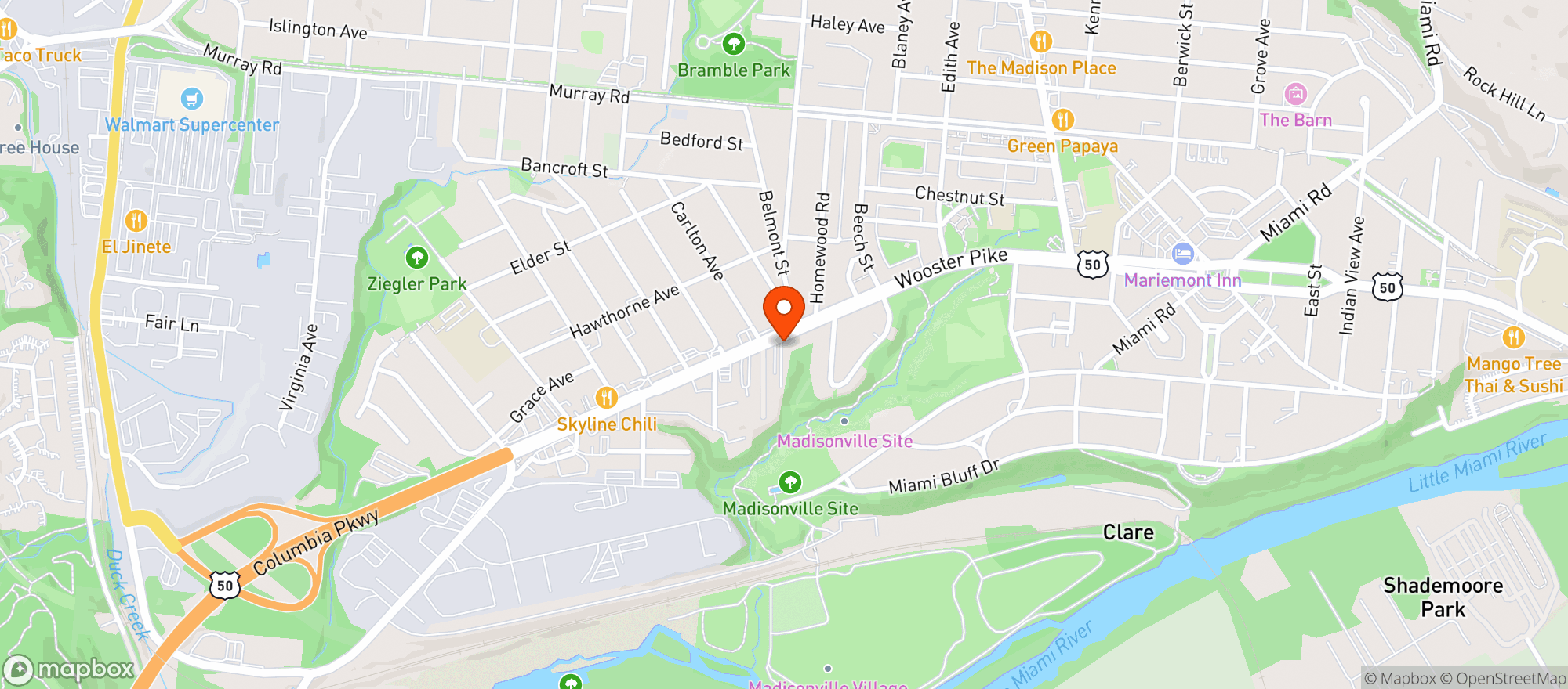 Map showing Macs Pizza Pub