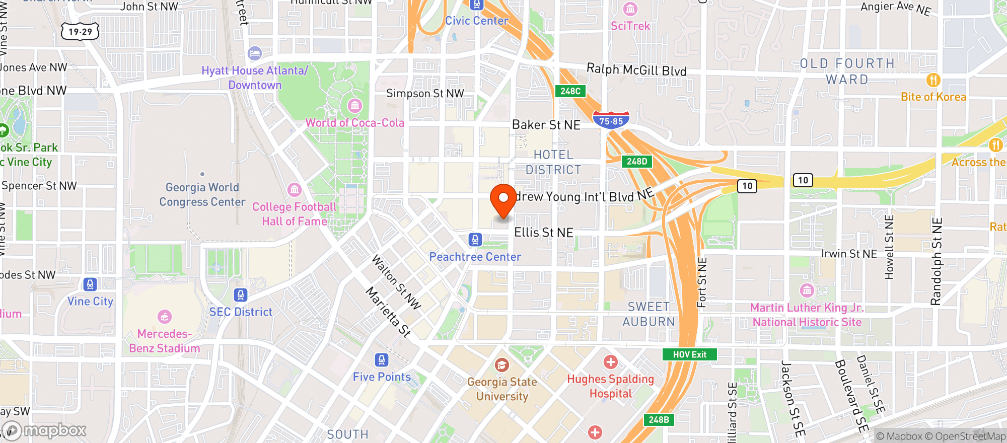 Map showing 200 Peachtree Special Events