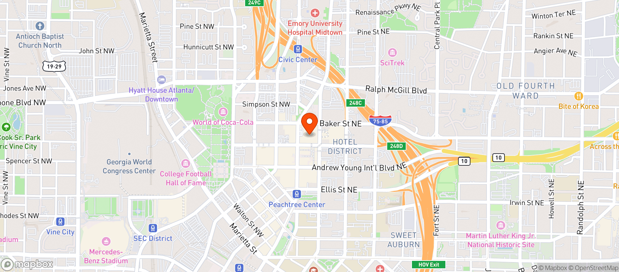 Map showing Hyatt Regency Atlanta